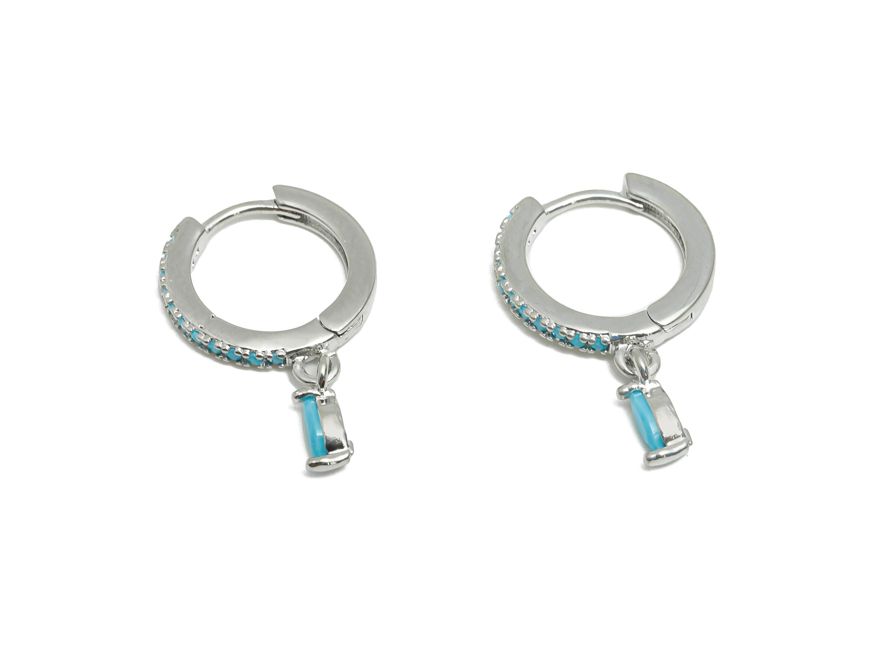 Zircon Gold Huggie Hoop Earring - Brass Marquise Hoop Earring - Dainty Hoop Jewelry - Modern Silver Jewelry - 19.2x12.04x1.84mm - RGP10269 - DOMEDBAZAAR