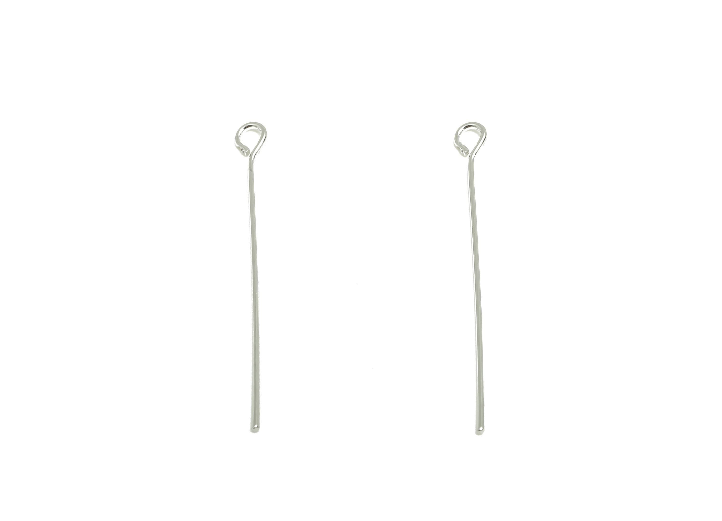 Brass Eye Pin - Brass Bead Threading Component Assembly - Brass Linking Bead Components - 18k Real White Gold Plated - 30x2x0.6mm - RGP10276 - DOMEDBAZAAR