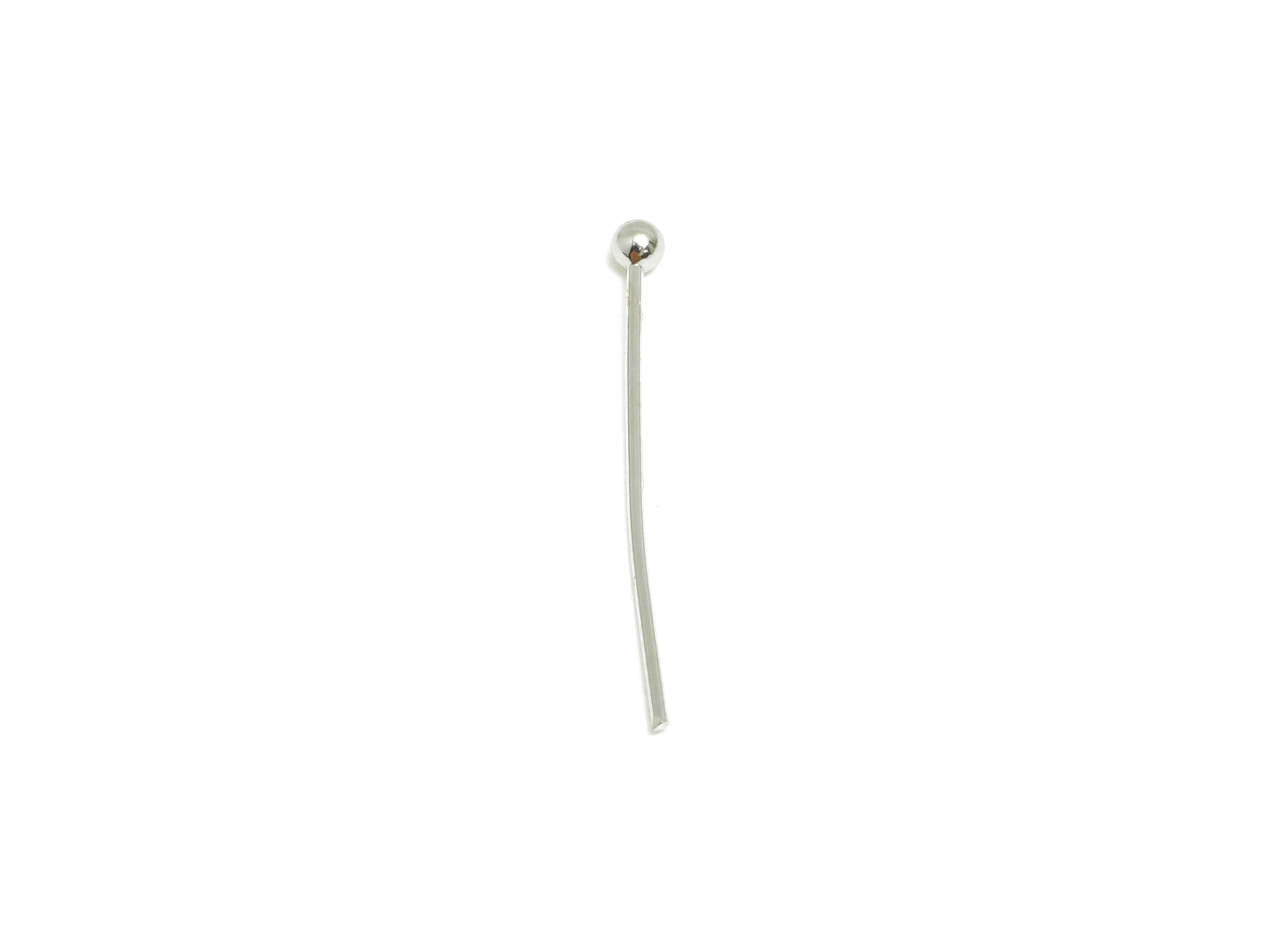 20mm Ball Head Pin Charm - Brass Essential Beading - Craft Supplies For Bead - Bead Stopper - 18k Real White Gold Plated - RGP10278