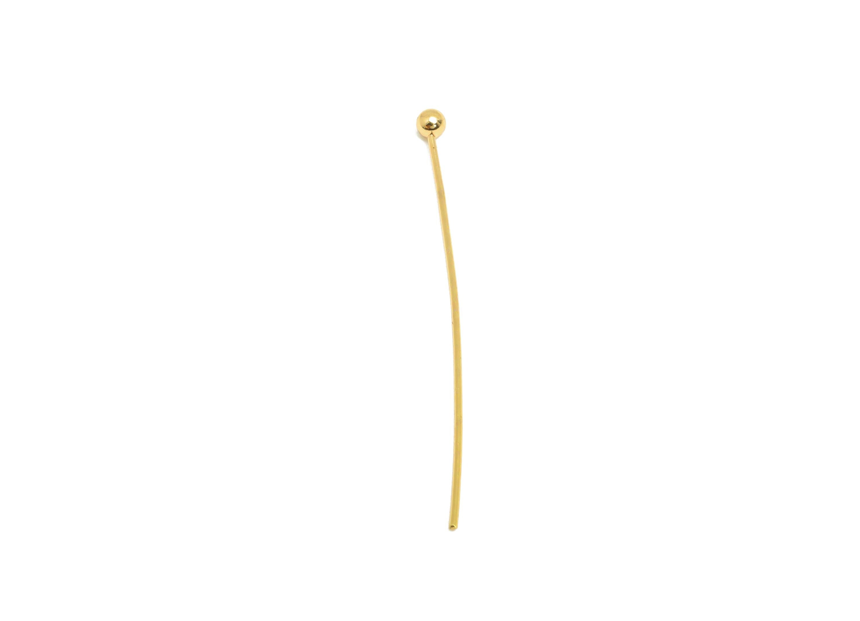 20mm Ball Head Pin Charm - Brass Essential Beading - Craft Supplies For Bead - Bead Stopper - 18k Real Gold Plated - RGP10283 - DOMEDBAZAAR