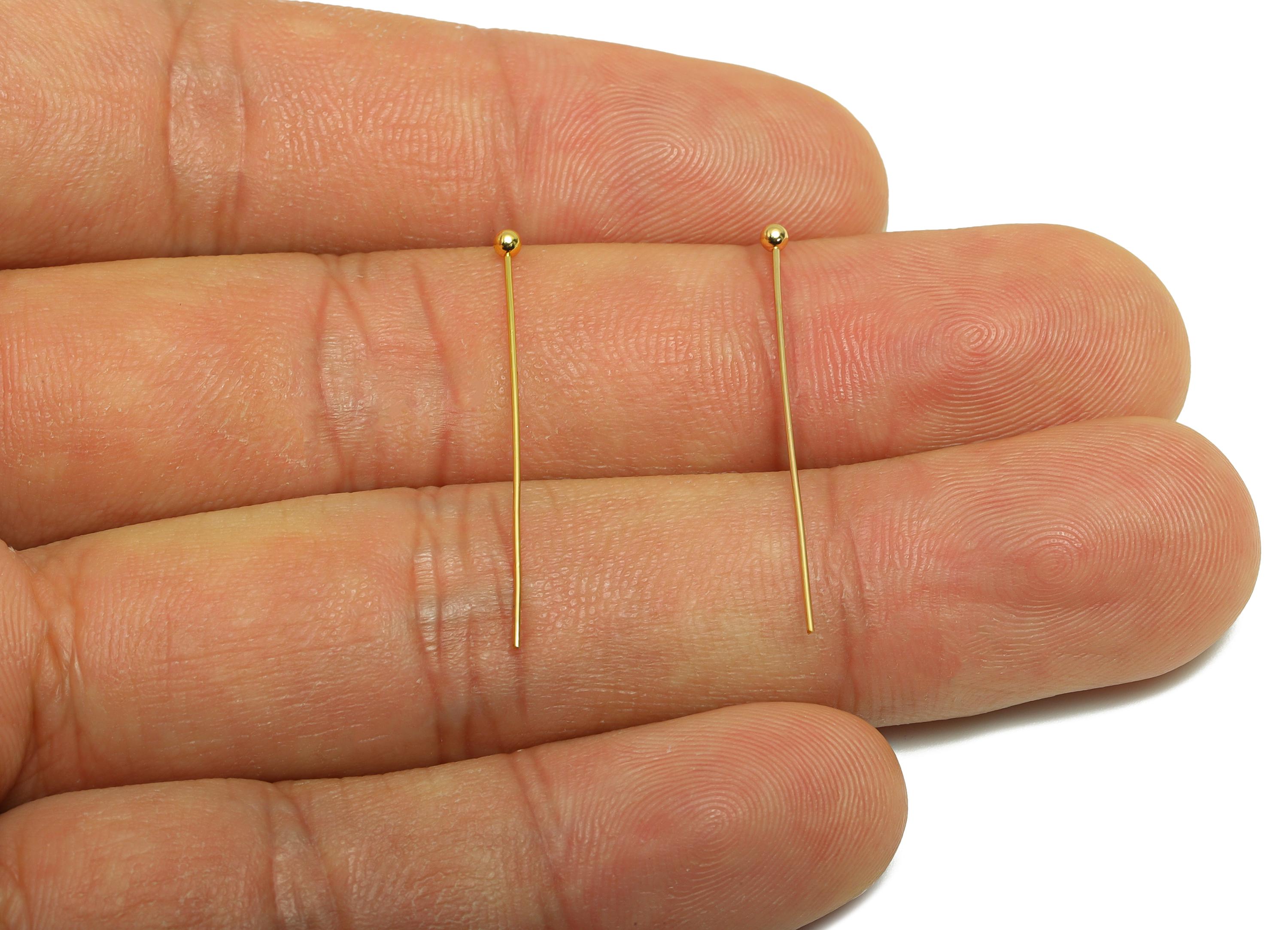 30mm Ball Head Pin Charm - Brass Essential Beading - Craft Supplies For Bead - Bead Stopper - 18k Real Gold Plated - RGP10281
