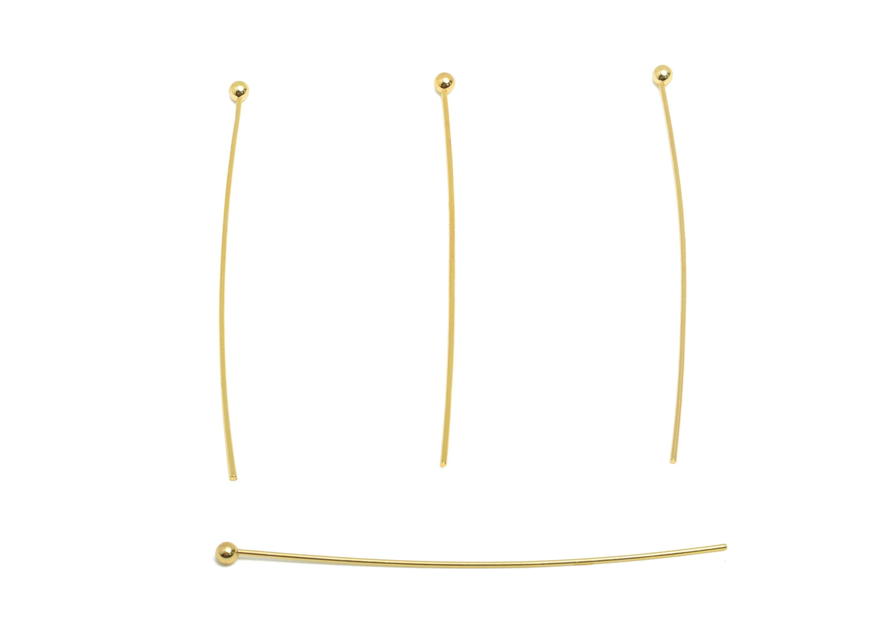 40mm Ball Head Pin Charm - Brass Essential Beading - Craft Supplies For Bead - Bead Stopper - 18k Real Gold Plated - RGP10282