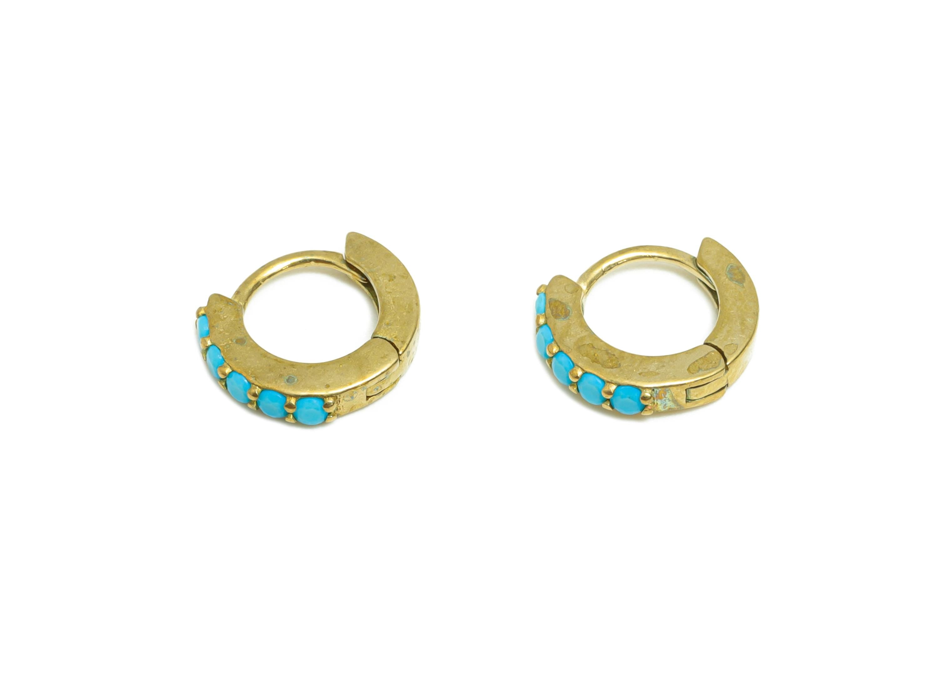 Brass Hoop Earring - Raw Brass Zircon Modern Huggie Hoop Earring - Classic Hoop Earring - Fashion Jewelry - Gift For Her - 9x8x2mm - PP10965 - DOMEDBAZAAR