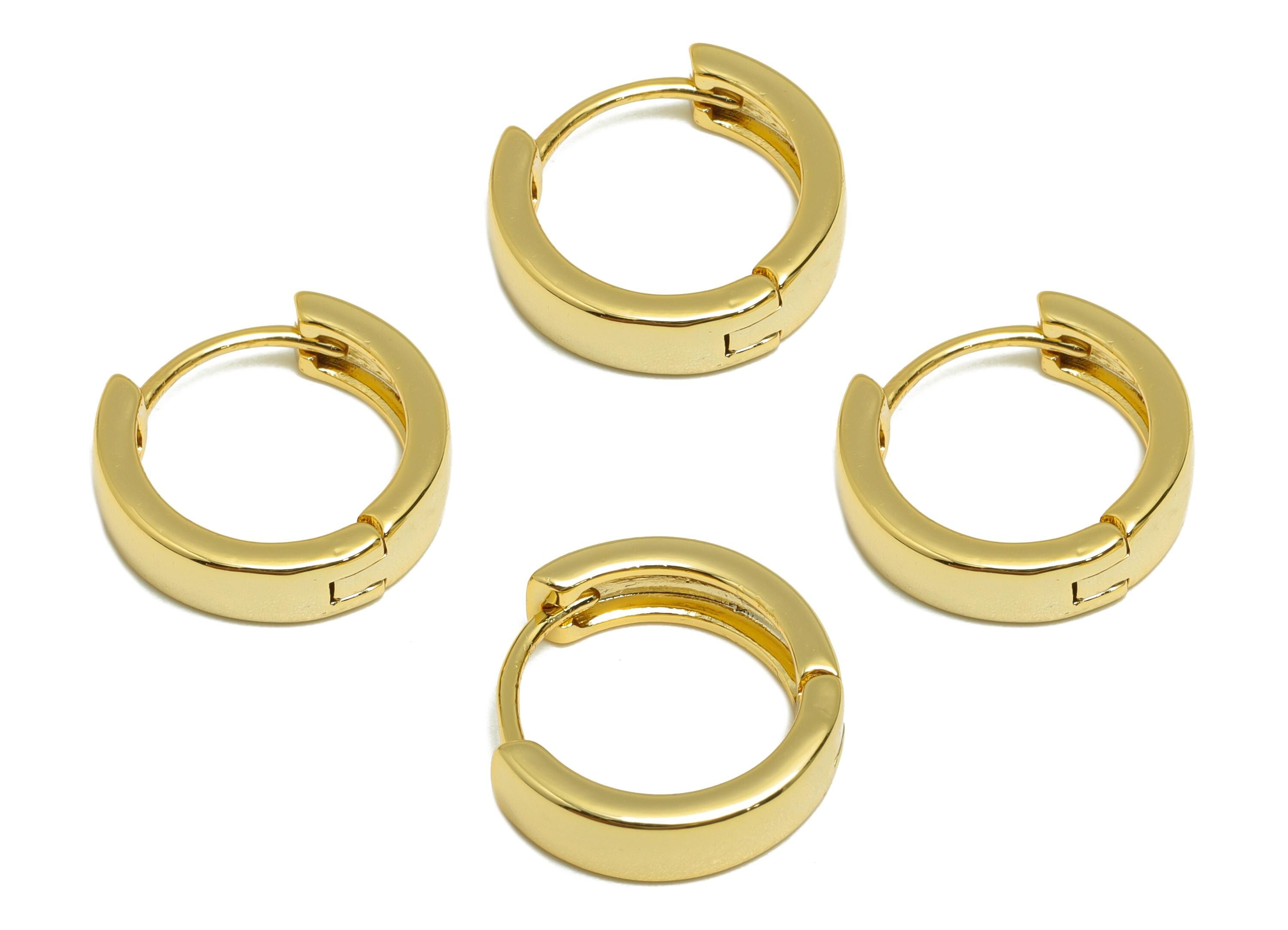 Brass Thick Hoop Earring - Gold Circle Huggie Earring - Minimalist Daily Wear Earring - 18K Real Gold Plating - 14.72x14.72x1.88mm - RGP9147 - DOMEDBAZAAR