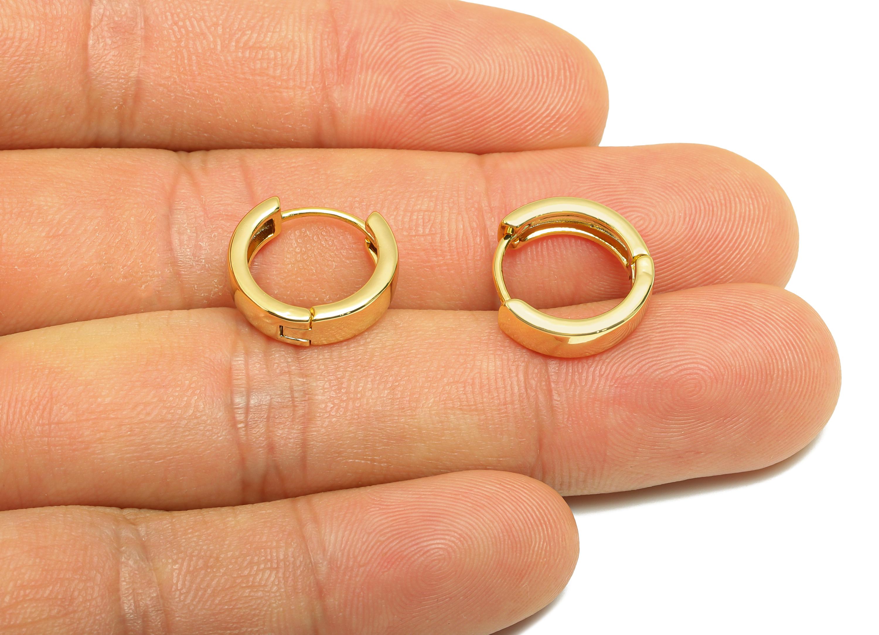 Brass Thick Hoop Earring - Gold Circle Huggie Earring - Minimalist Daily Wear Earring - 18K Real Gold Plating - 14.72x14.72x1.88mm - RGP9147 - DOMEDBAZAAR