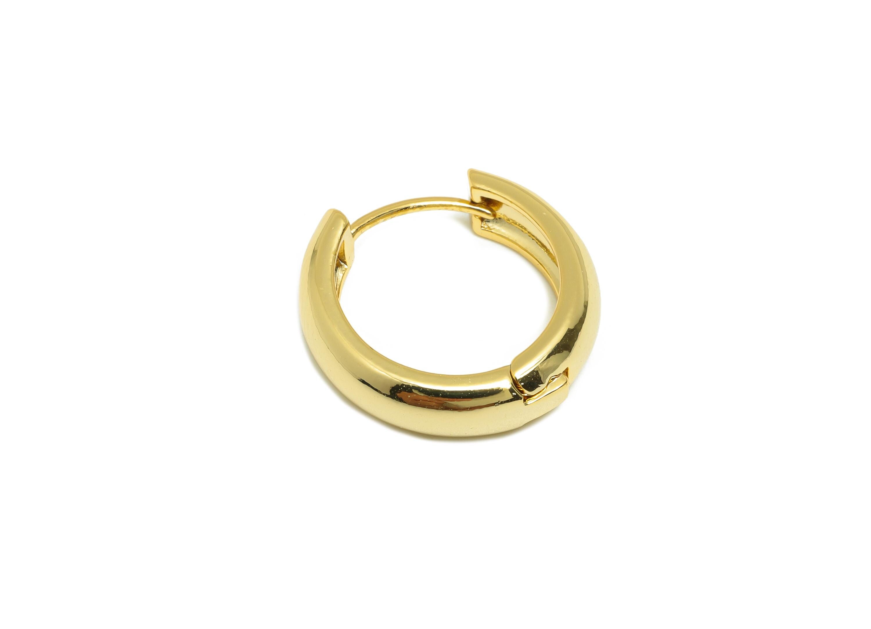 Brass Thick Hoop Earring - Gold Circle Huggie Earring - Minimalist Daily Wear Earring - 18K Real Gold Plating - 17.83x16.85x4.76mm - RGP9148 - DOMEDBAZAAR