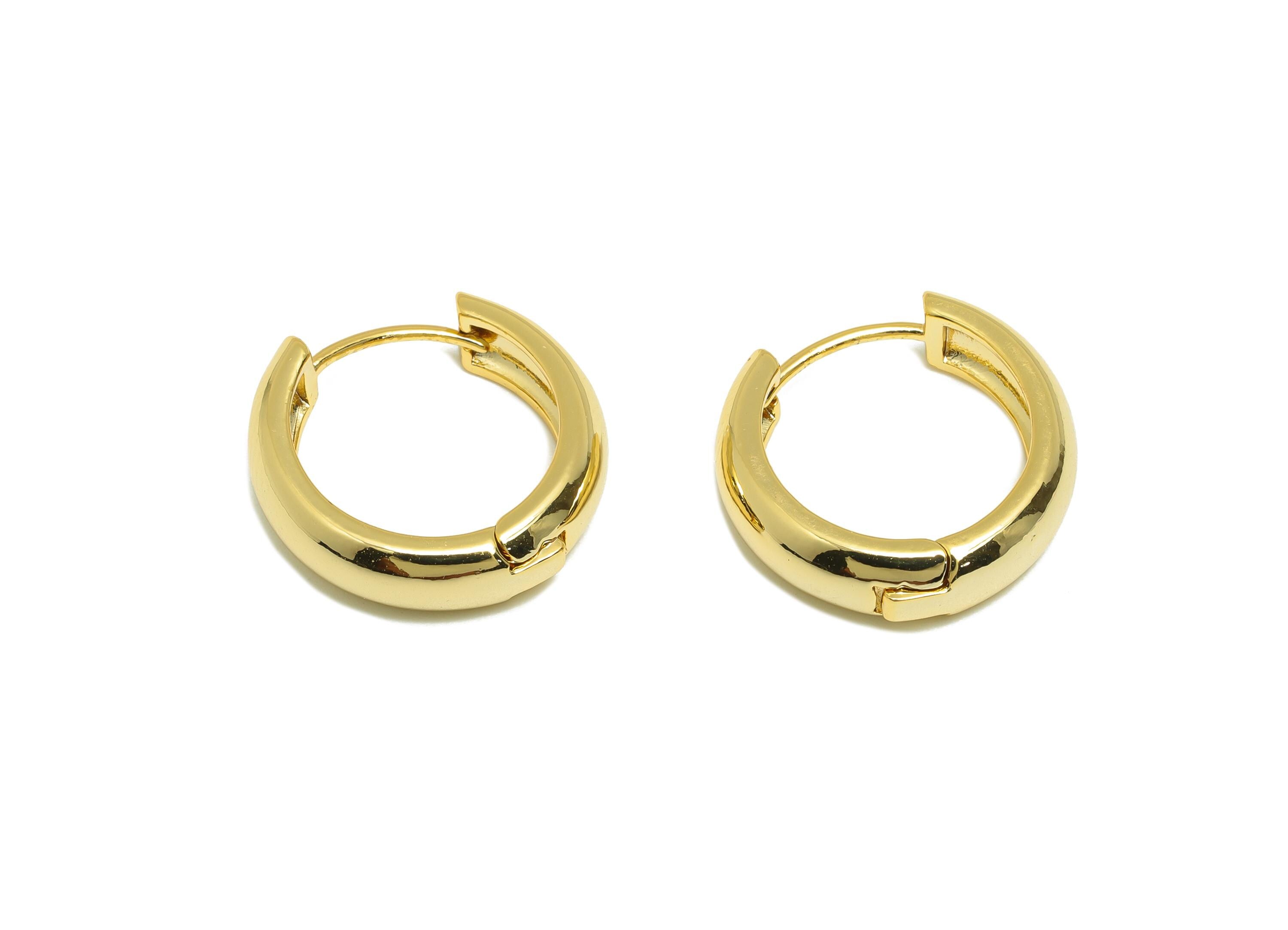 Brass Thick Hoop Earring - Gold Circle Huggie Earring - Minimalist Daily Wear Earring - 18K Real Gold Plating - 17.83x16.85x4.76mm - RGP9148 - DOMEDBAZAAR