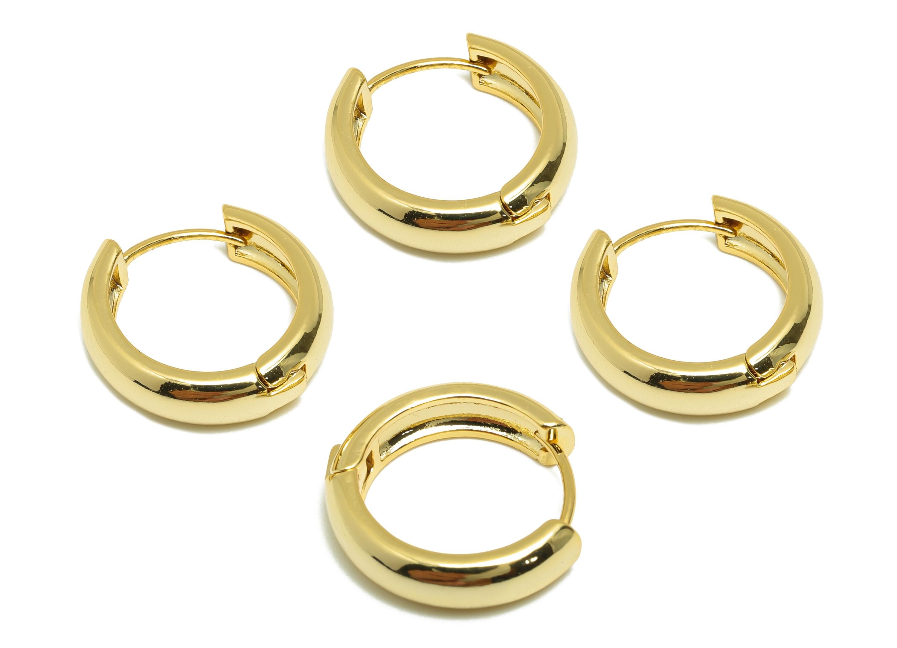 Brass Thick Hoop Earring - Gold Circle Huggie Earring - Minimalist Daily Wear Earring - 18K Real Gold Plating - 17.83x16.85x4.76mm - RGP9148 - DOMEDBAZAAR