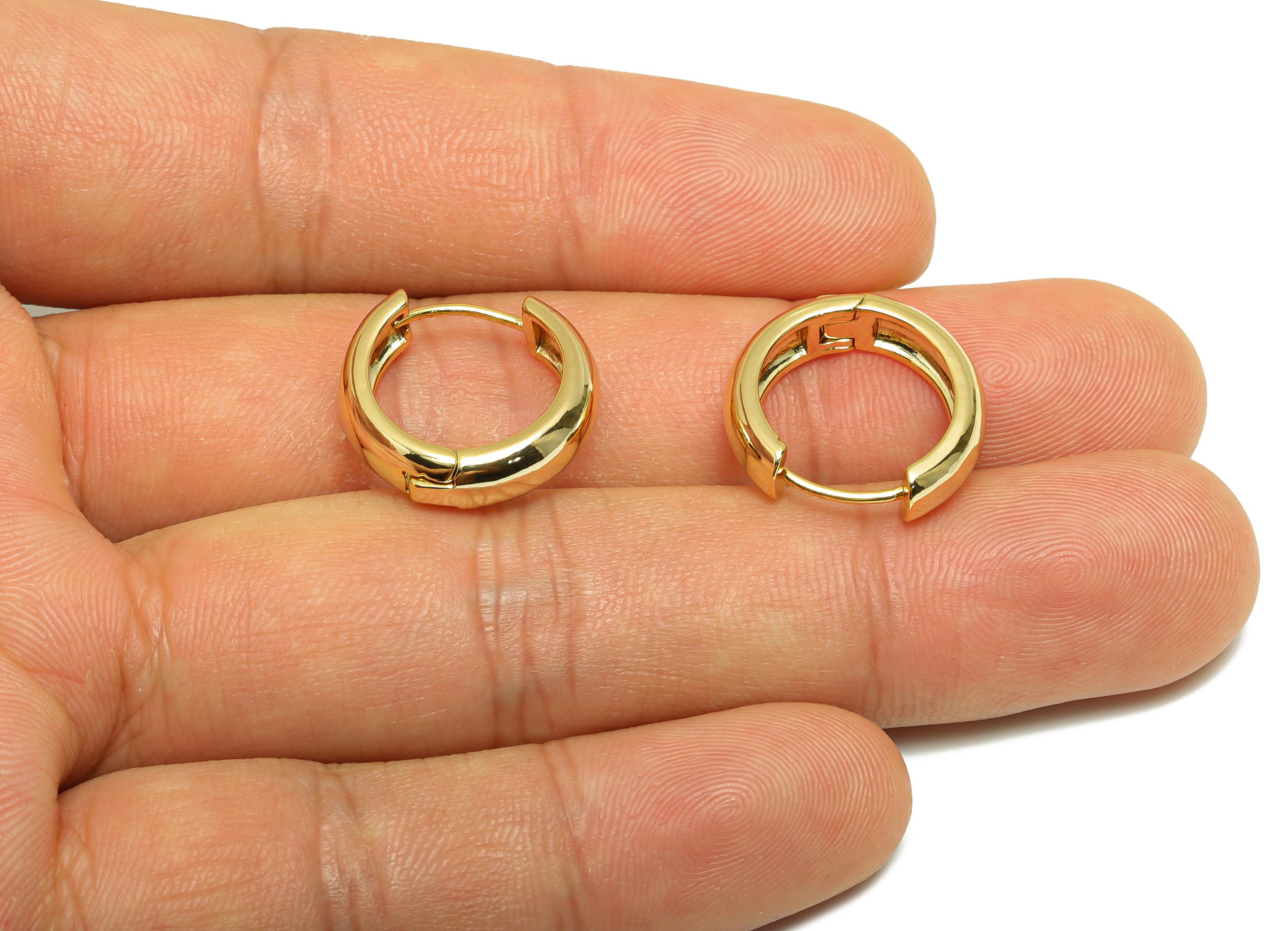 Brass Thick Hoop Earring - Gold Circle Huggie Earring - Minimalist Daily Wear Earring - 18K Real Gold Plating - 17.83x16.85x4.76mm - RGP9148 - DOMEDBAZAAR