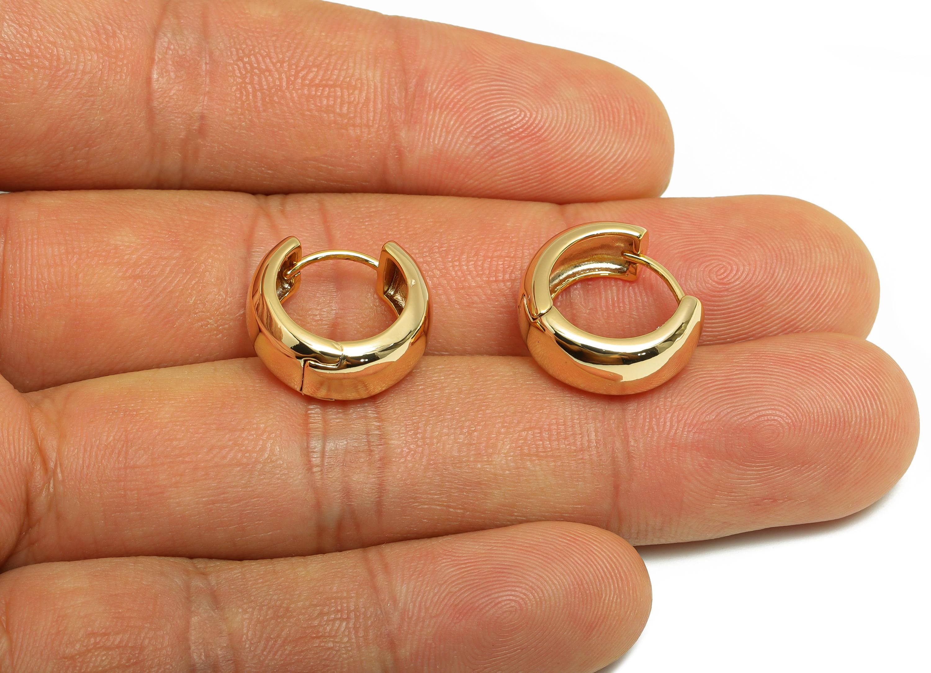 Brass Thick Hoop Earring - Gold Circle Huggie Earring - Minimalist Daily Wear Earring - 18K Real Gold Plating - 15.93x6.57x1.3mm - RGP9155 - DOMEDBAZAAR