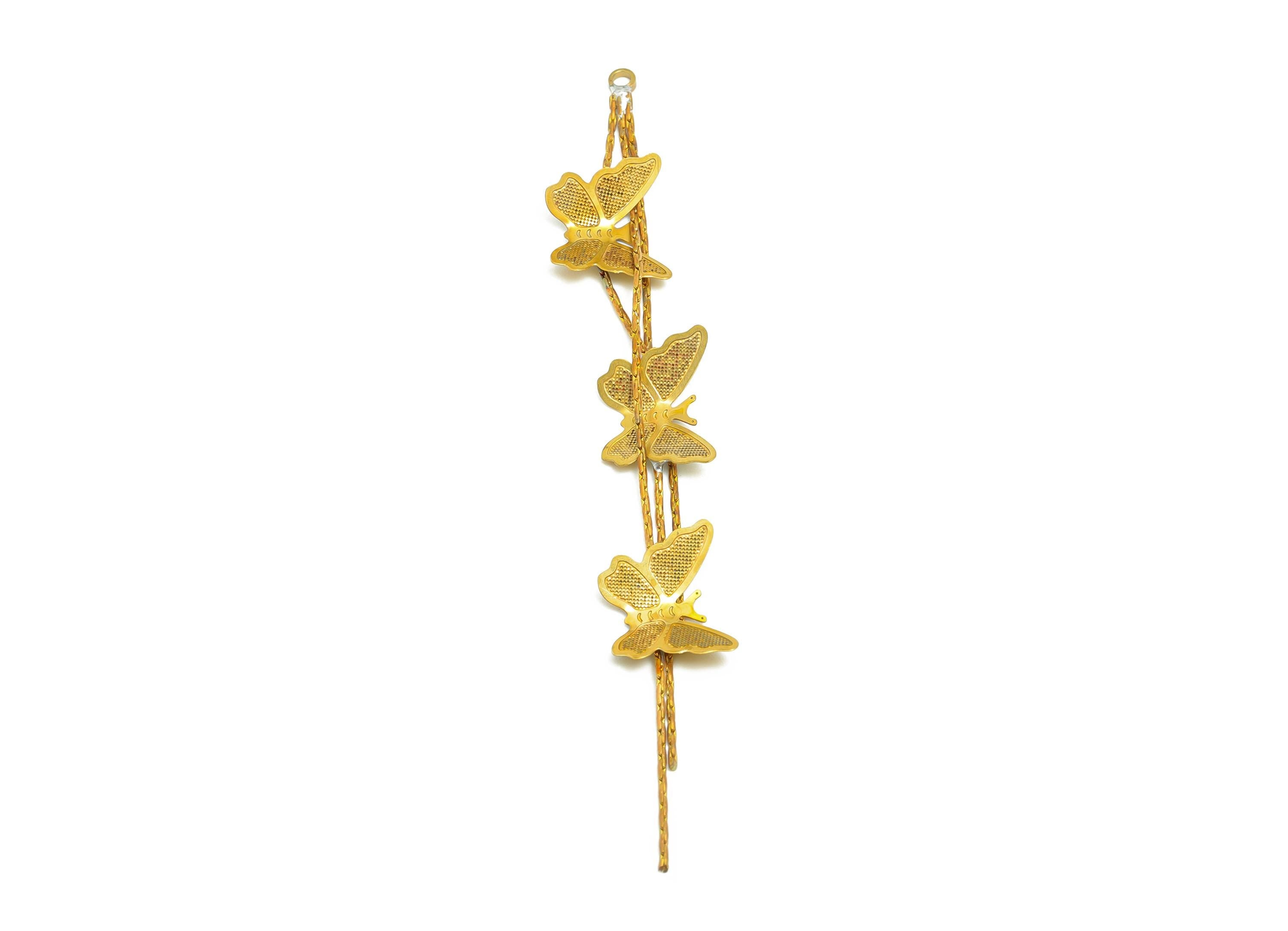 Butterfly Dangle Earring - Raw Brass Elegant Butterfly Tassel Charm - Whimsical Jewelry - Nature-Inspired Jewelry - 81x10x1mm - PP10982 - DOMEDBAZAAR