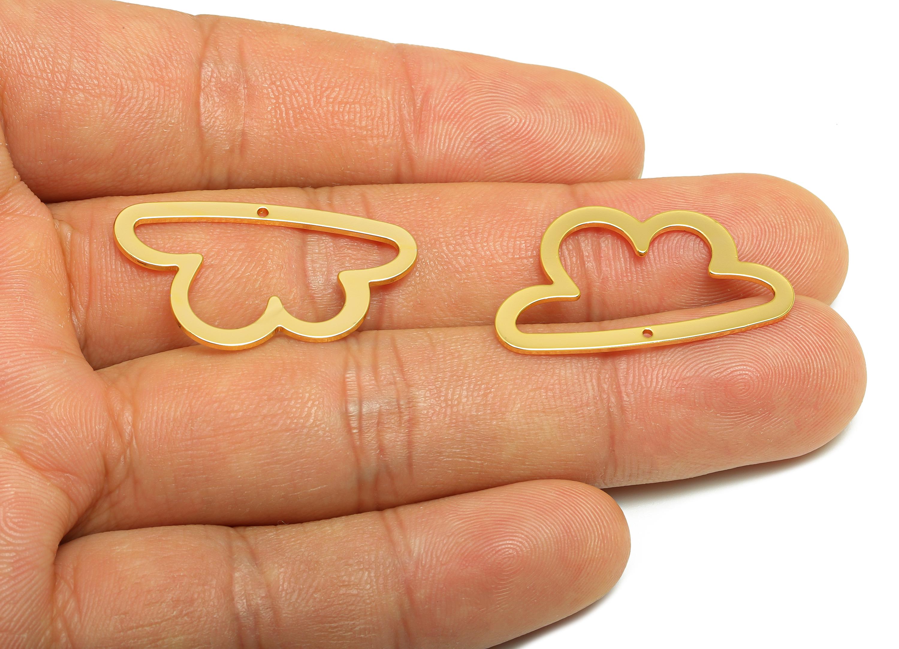 Brass Cloud Outline Pendant - Brass Sky-Themed Jewelry - Gold Cloud Necklace - 18K Real Gold Plated - Gold Jewelry - 30x17x0.8mm - RGP10294 - DOMEDBAZAAR