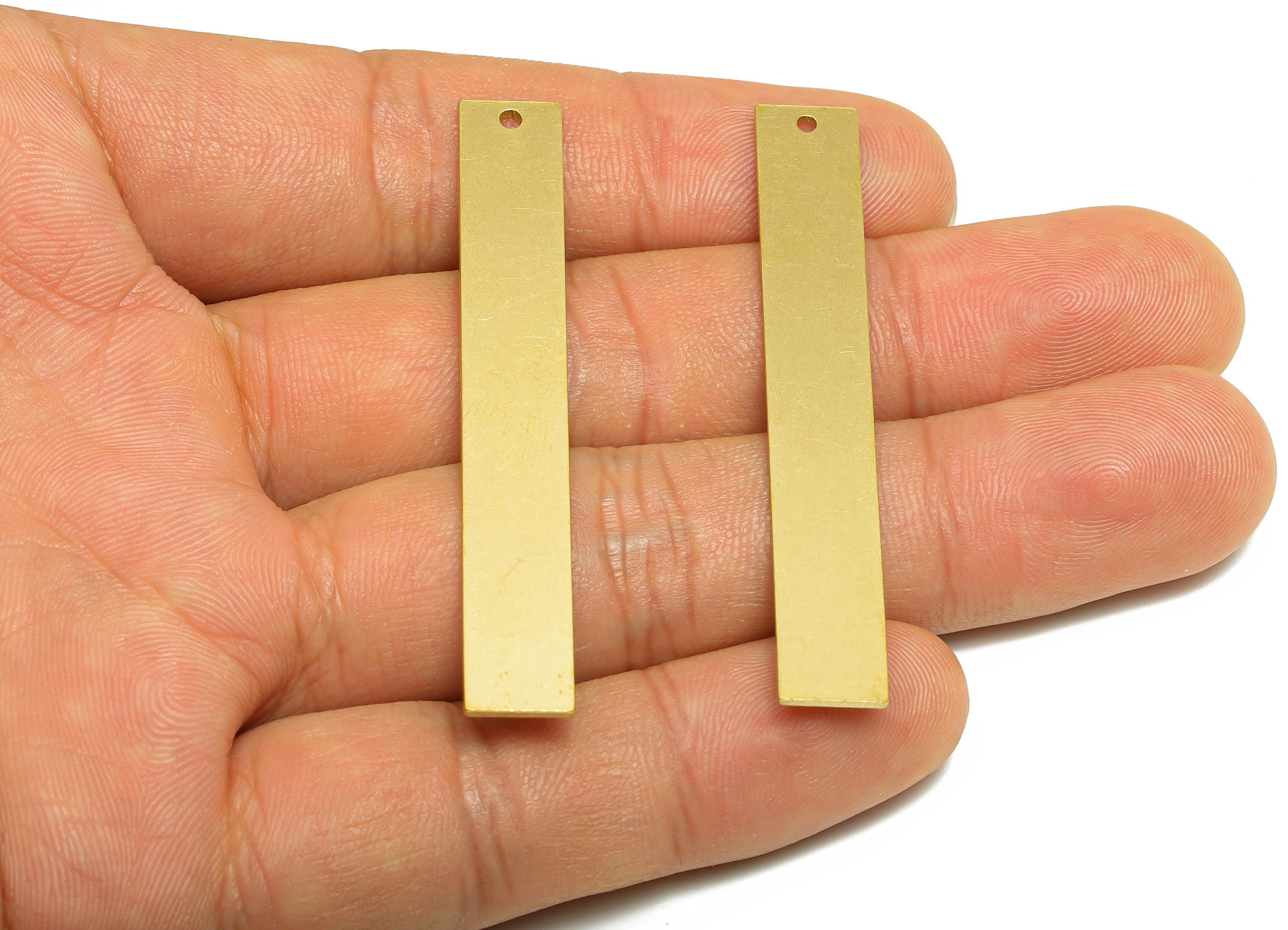 Brass Minimalist Earring Charm  - Raw Brass Blank Rectangle Pendant - Brass Customizable Jewelry - Fashion Jewelry  - 55.16x8x1mm - PP10971 - DOMEDBAZAAR