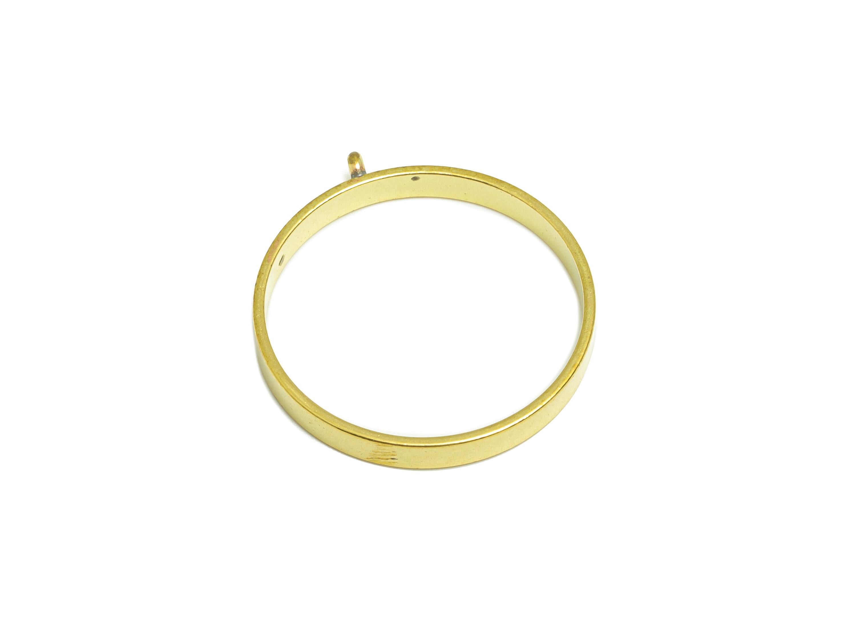 Brass Round Frame Charm  - Raw Brass Circle Connector - Brass Customizable Jewelry - Brass Circular Bezel  - 27.8x25x3mm - PP10978 - DOMEDBAZAAR