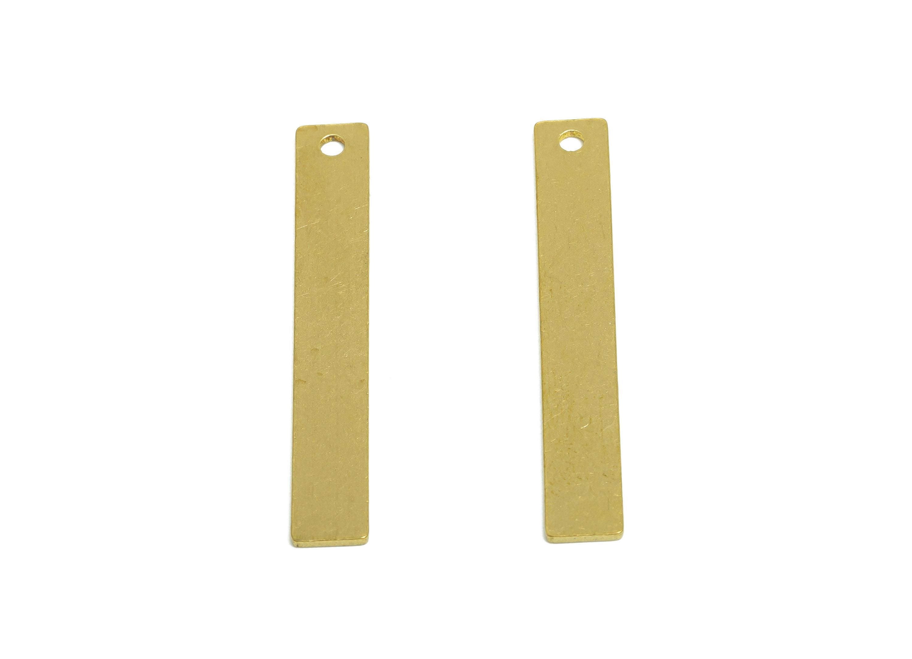 Brass Minimalist Earring Charm  - Raw Brass Blank Rectangle Pendant - Brass Customizable Jewelry - Fashion Jewelry  - 38.2x5x1mm - PP10983 - DOMEDBAZAAR