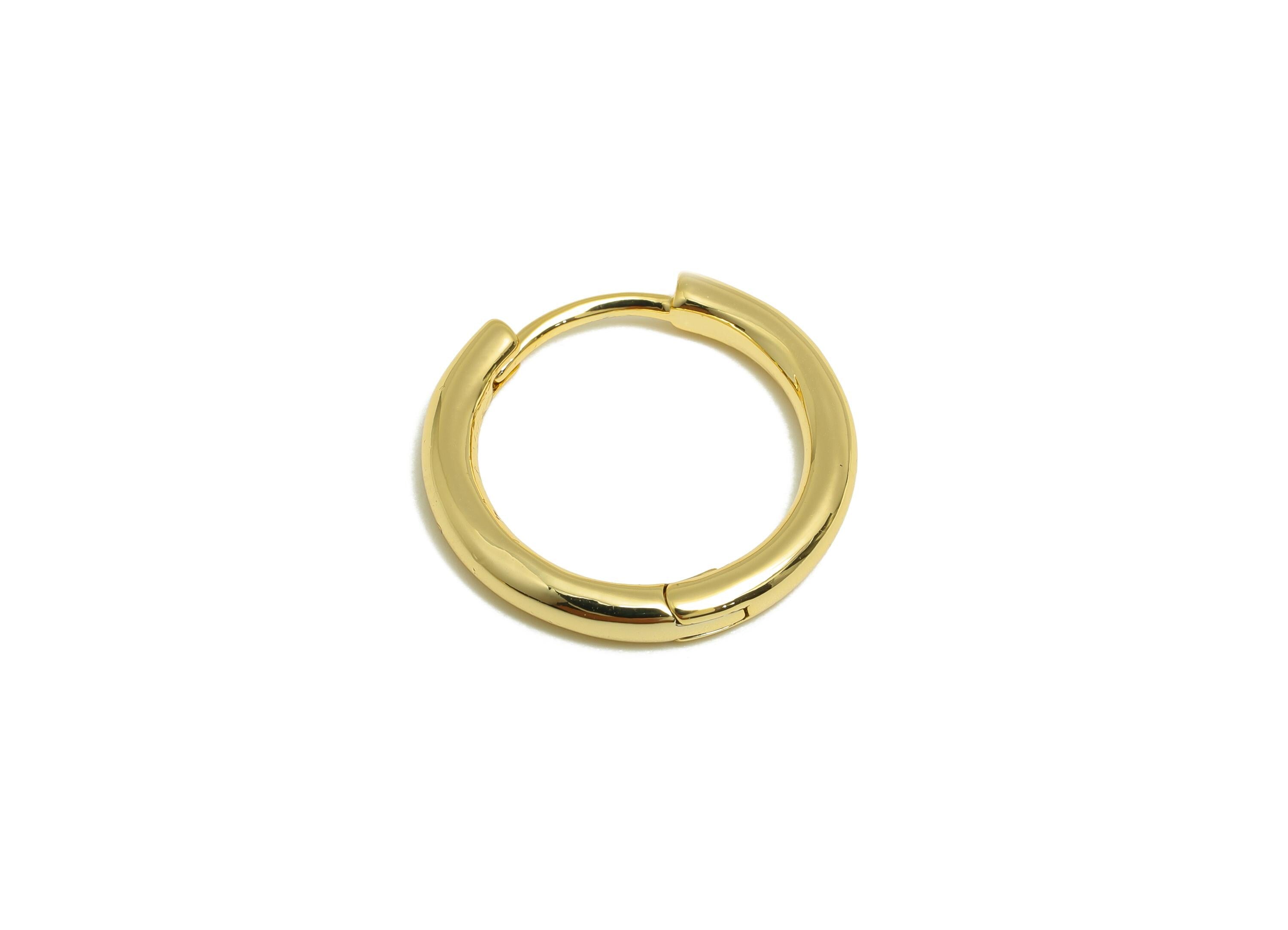 Brass Dainty Hoop Earring - Gold Minimalist Hoop Earrings - Geometric Hoop Jewelry - 18K Real Gold Plating - 17.84x16.7x2.18mm - RGP9166 - DOMEDBAZAAR