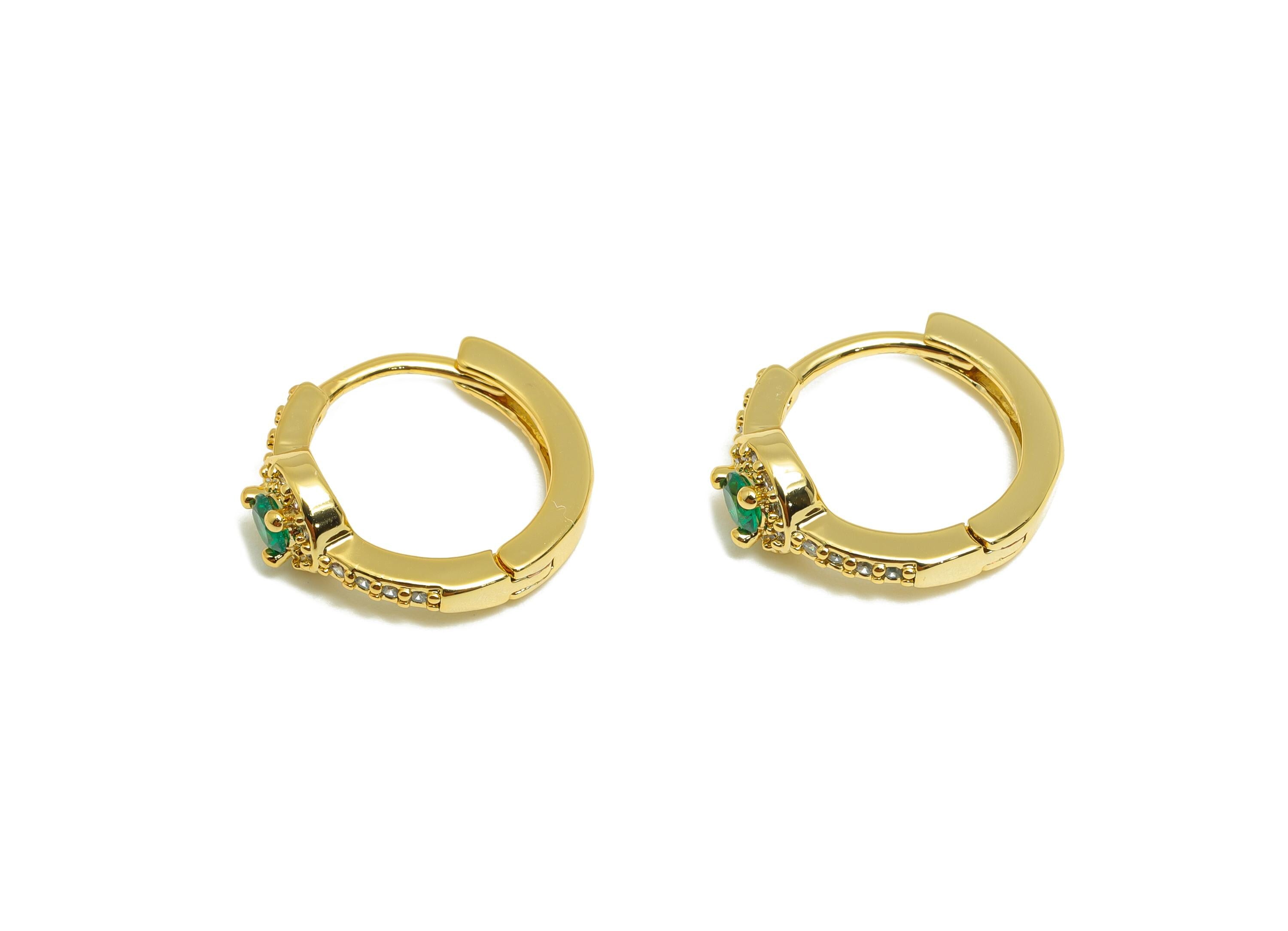Brass Dainty Hoop Earring - Gold Zircon Abstract Hoop Earrings - Geometric Hoop Jewelry - 18K Real Gold Plating - 14x12x1.84mm - RGP9168 - DOMEDBAZAAR