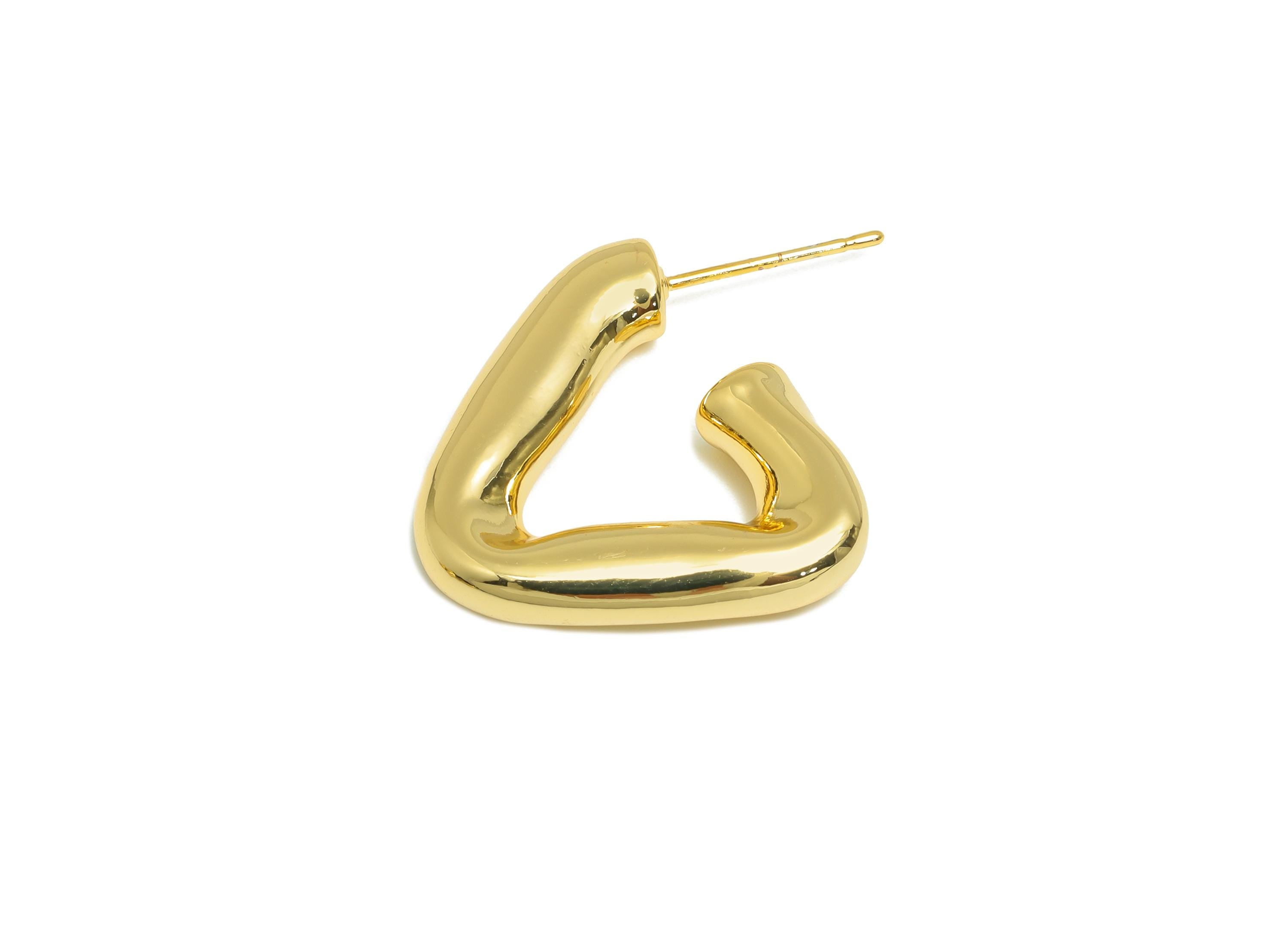 Triangle Hoop Earring - Brass Bold Hoop Earring Stud - Trendy Geometry Hoop - Modern Jewelry - 18K Real Gold Plated - 22x22x4mm - RGP9174 - DOMEDBAZAAR