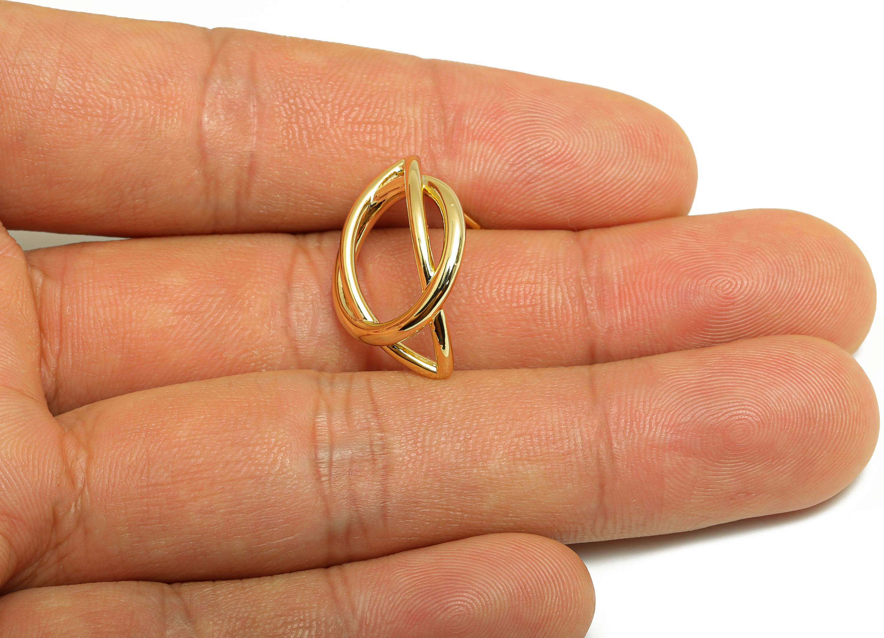 Brass Dainty Earring - Gold Bent Marquise Earring Post - Geometry Earring - Modern Gold Earring - 18K Real Gold Plated - 22x16x1mm - RGP9186 - DOMEDBAZAAR