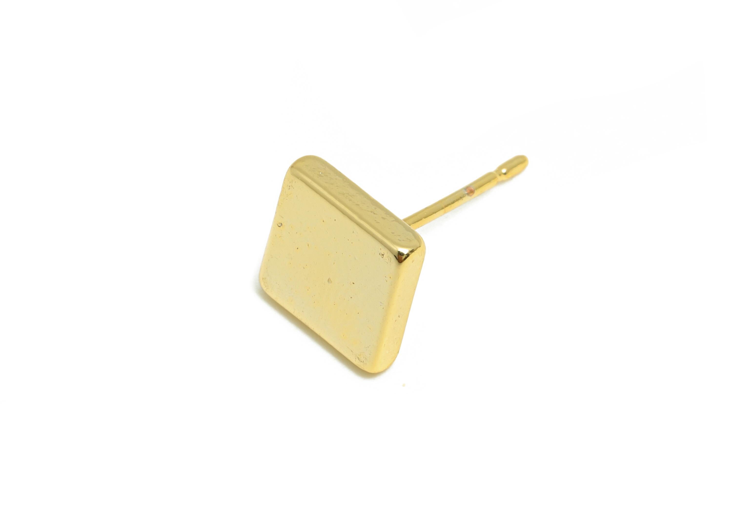Brass Square Earring - Gold Geometry Earring Post - Brass Modern Earring - Minimalist Jewelry - 18K Real Gold Plated - 7x7x1mm - RGP9190 - DOMEDBAZAAR