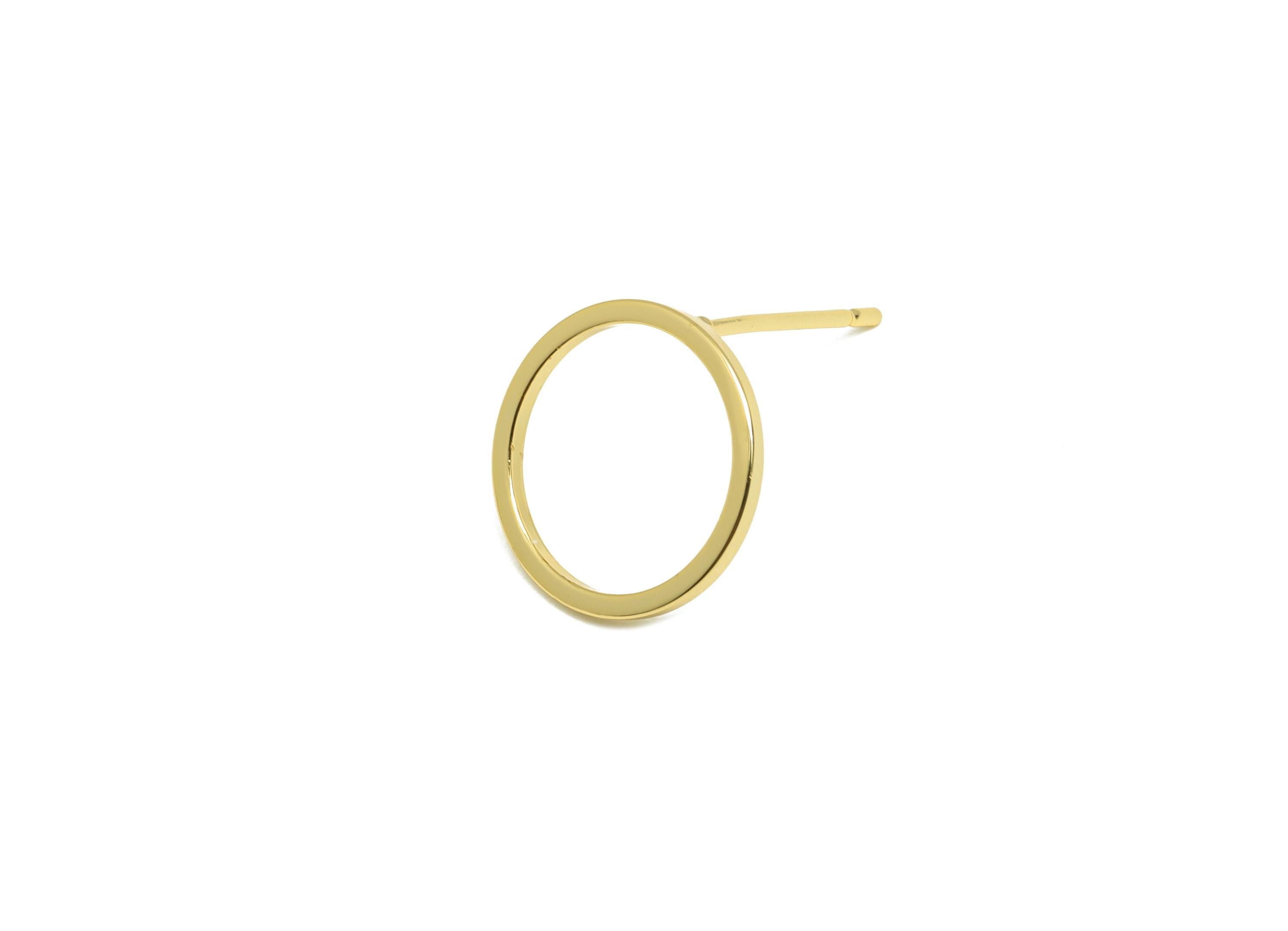 Brass Round Earring - Unique Gold Earring Post - Brass Modern Earring - Minimalist Jewelry - 18K Real Gold Plated - 12x12x0.9mm - RGP9192 - DOMEDBAZAAR