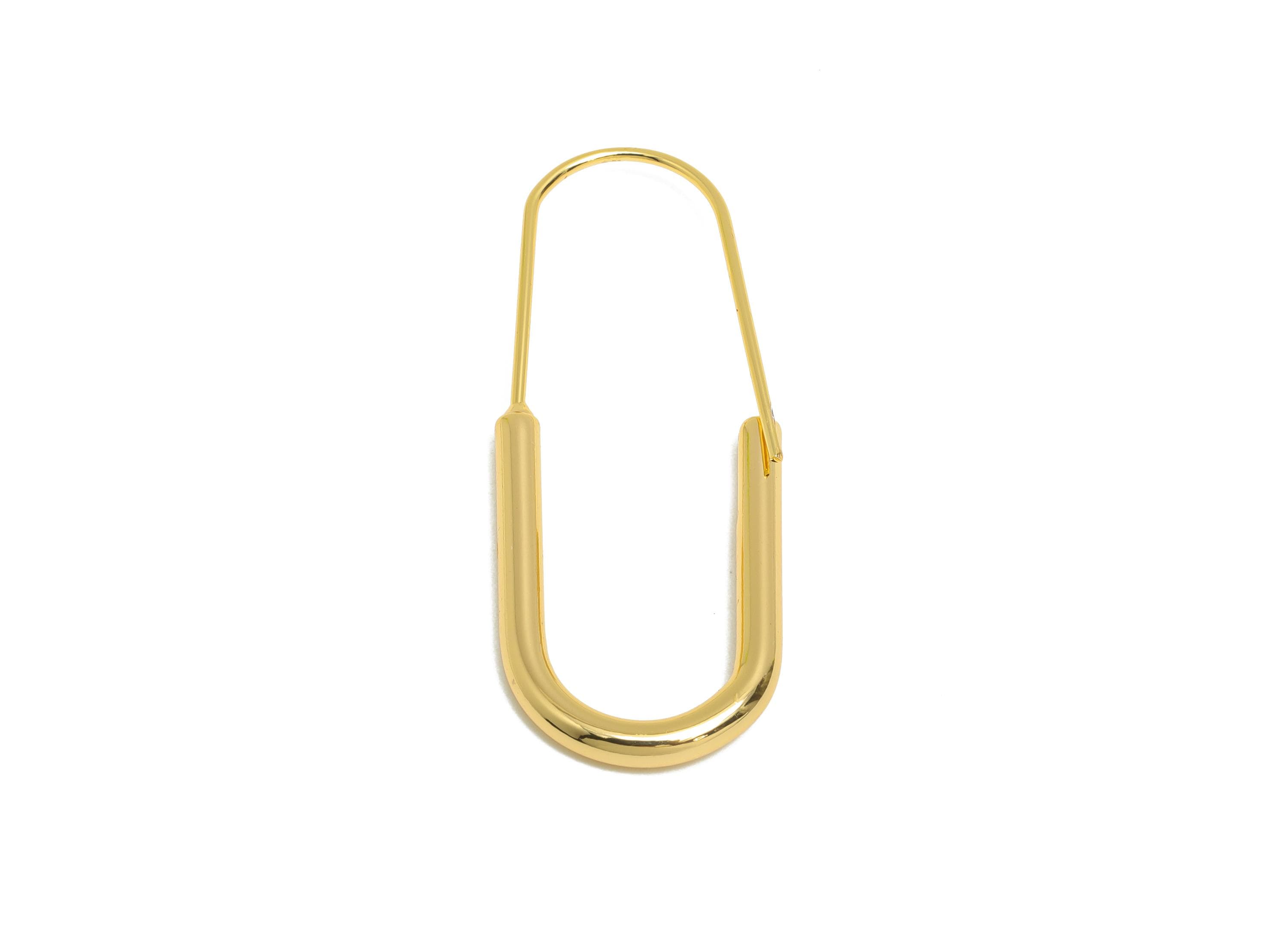 Brass U Shape Hoop Earring - Brass Hoops Earring Wire - Gold Minimalism Geometric Earring -18K Real Gold Plated Brass - 39x15x2.5mm- RGP9431