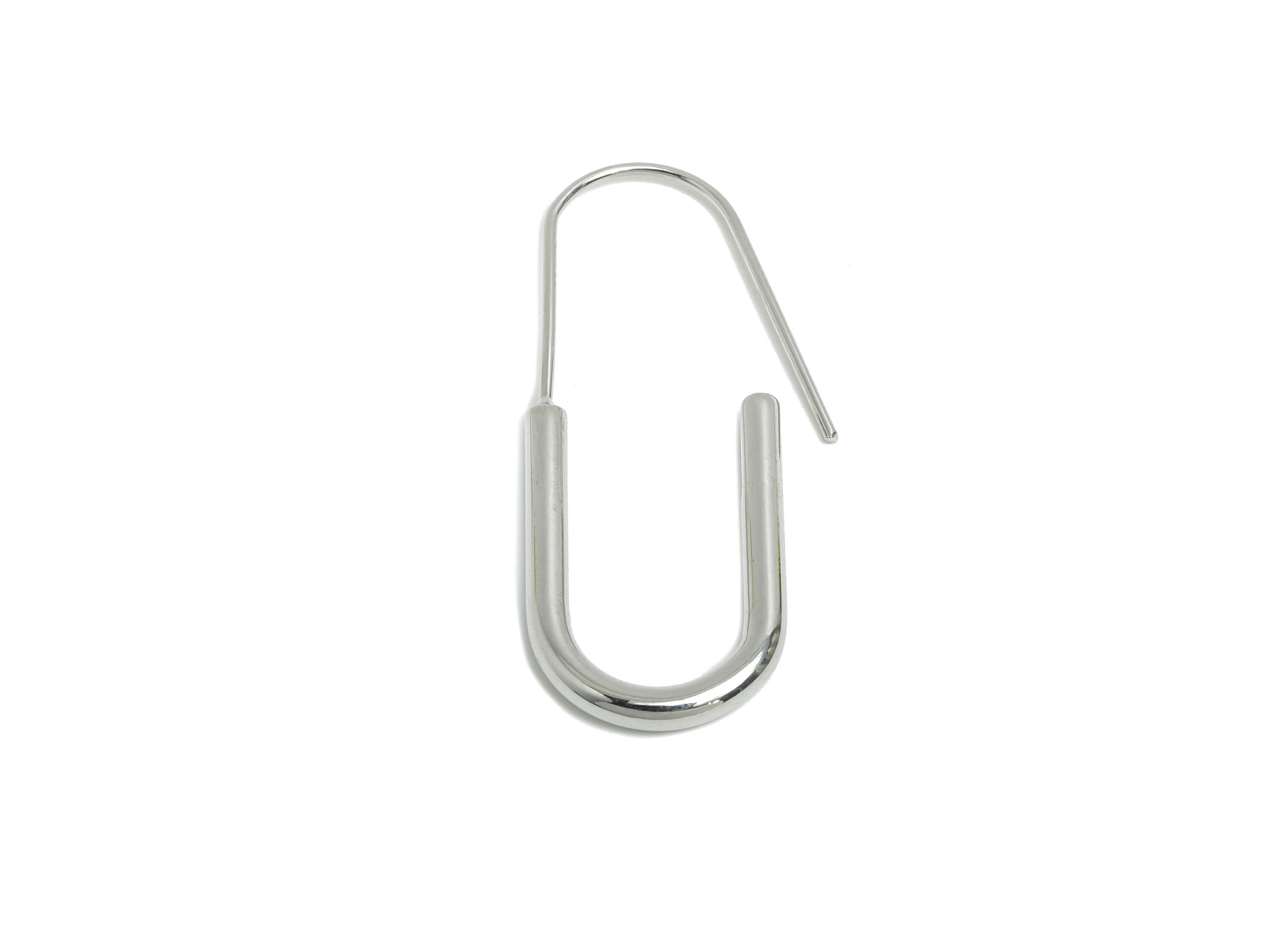 Brass U Shape Hoop Earring - Brass Hoop Earring Wire - White Minimalism Geometric Earring -18K Real White Gold Plated - 39x15x2.5mm-RGP9431S - DOMEDBAZAAR