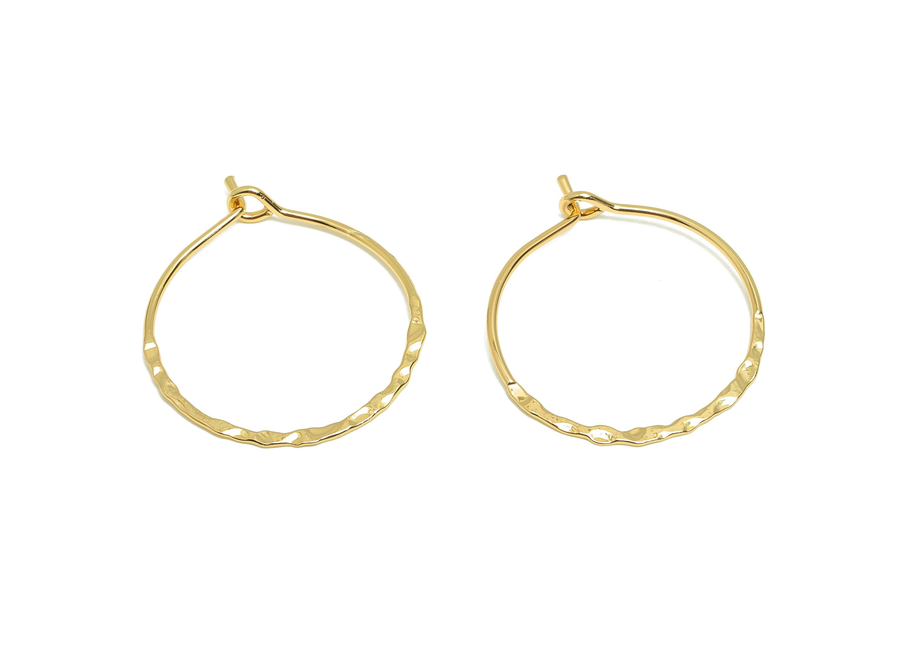 Hammered Hoop Earring - Chic Gold Hoop Earring Clasp - Brass Everyday Hoop Clasp - Gold Jewelry - 18K Real Gold Plated - 29x24x1mm- RGP9212 - DOMEDBAZAAR
