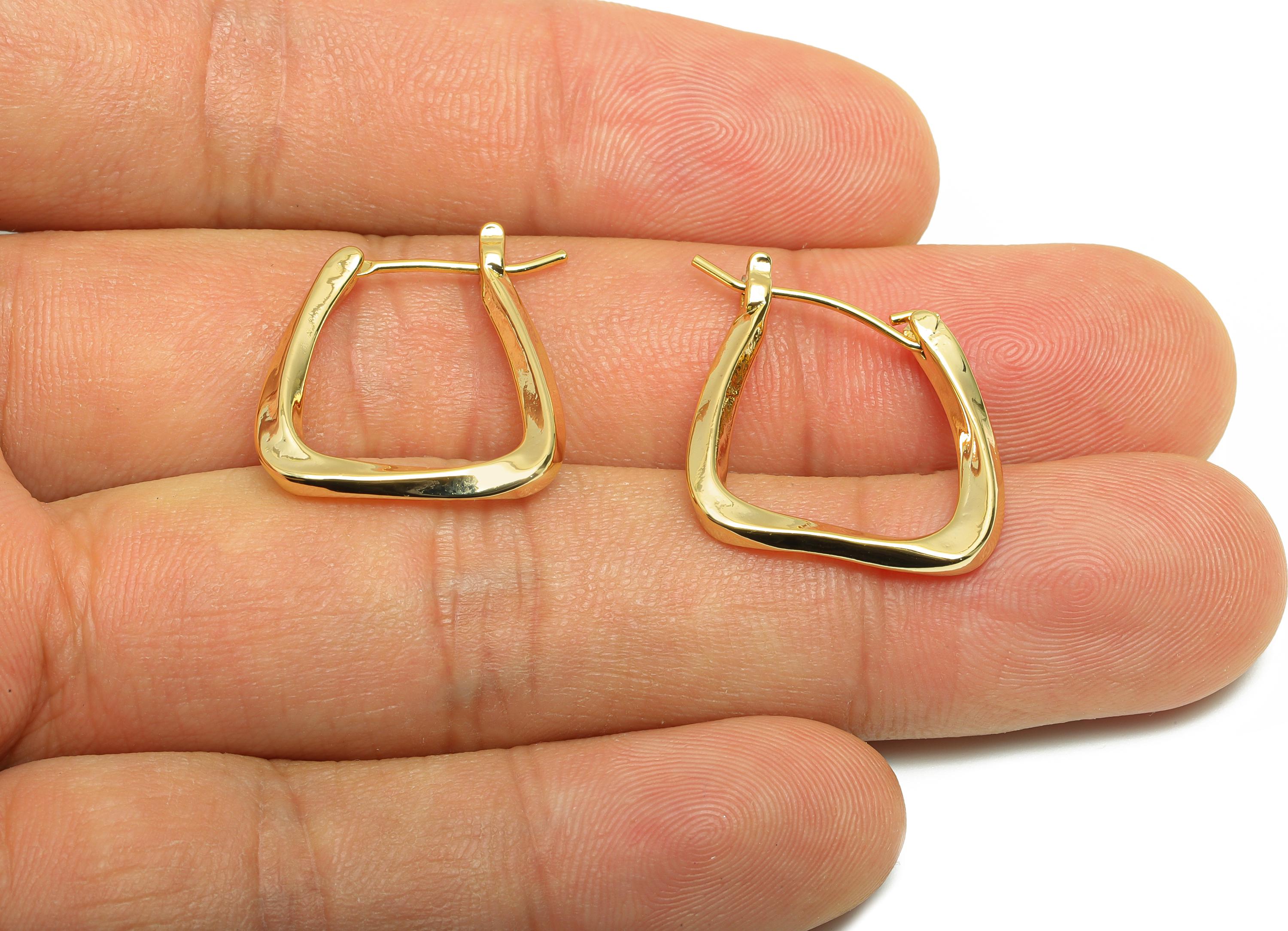Brass Twisted Hoop Earring - Brass Modern Gold Hoop Earring - Hinged Back Hoop - Classic Jewelry - 18K Real Gold Plated - 19x19x2mm -RGP9233 - DOMEDBAZAAR