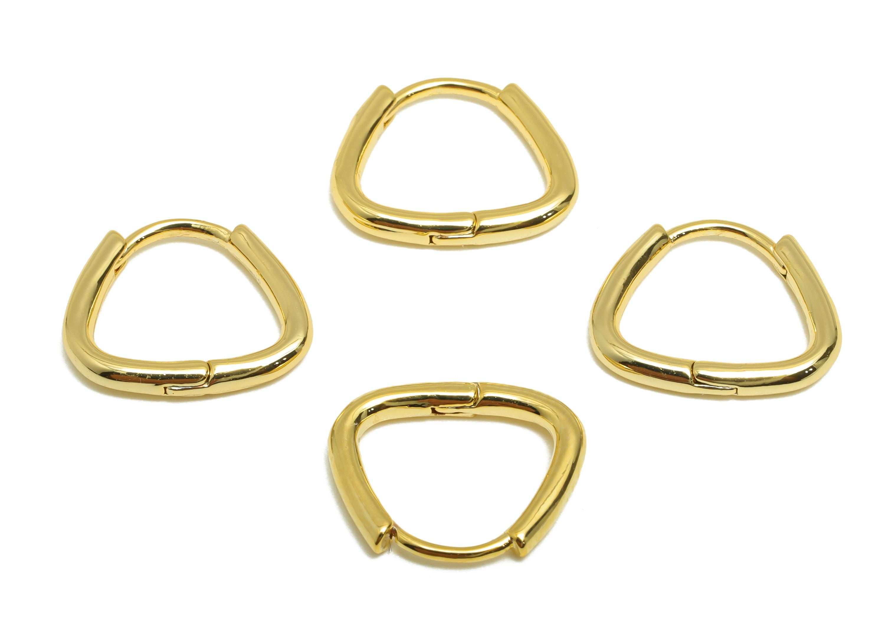 Trapezoid Gold Hoop Earring - Brass Simple Gold Huggie Earring - Brass Everyday Jewelry - 18K Real Gold Plating - 13x11x1mm - RGP9194 - DOMEDBAZAAR