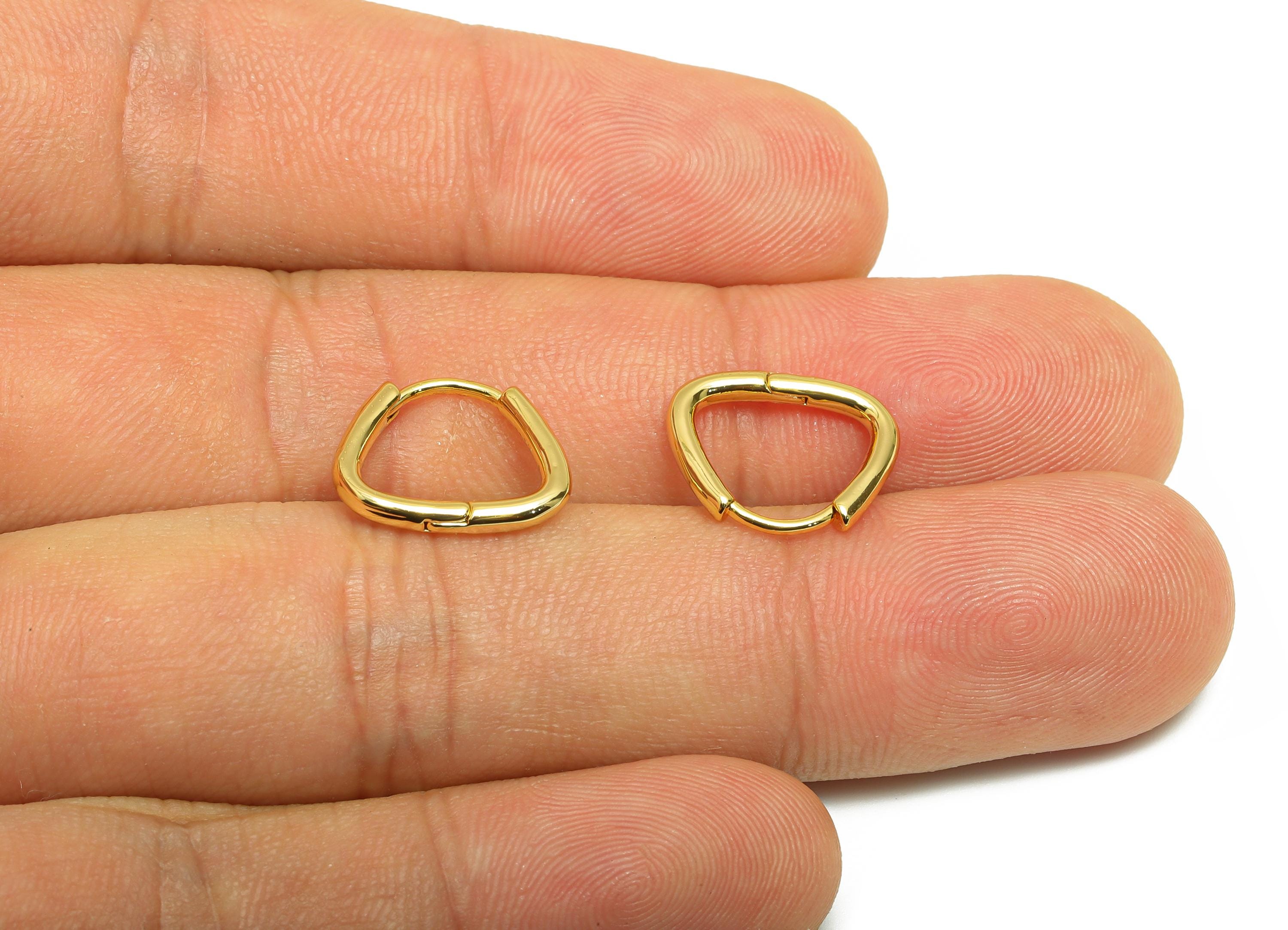 Trapezoid Gold Hoop Earring - Brass Simple Gold Huggie Earring - Brass Everyday Jewelry - 18K Real Gold Plating - 13x11x1mm - RGP9194 - DOMEDBAZAAR