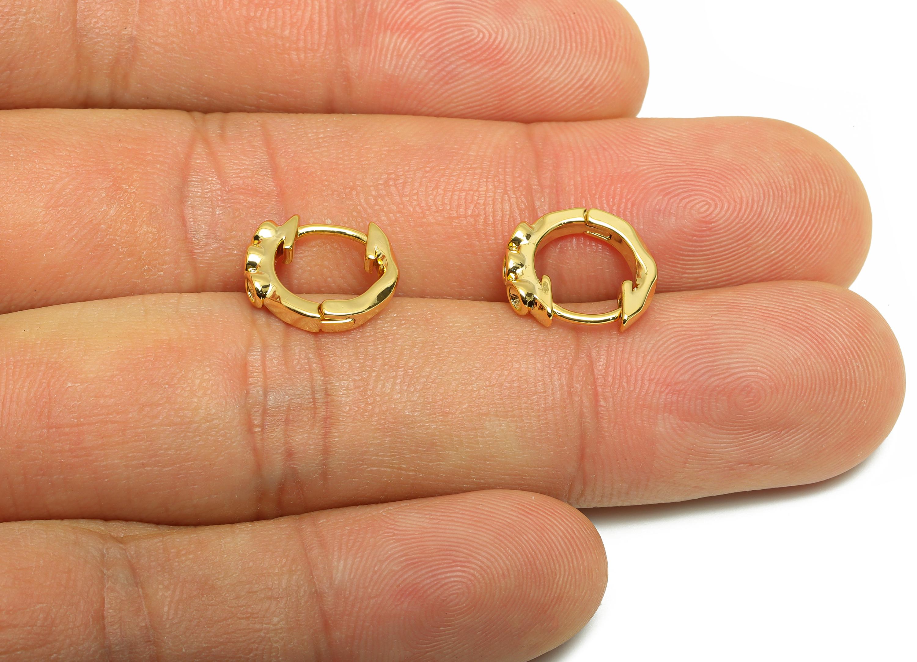 Textured Gold Hoop Earring - Brass Mini Gold Huggie Earring - Brass Everyday Jewelry - 18K Real Gold Plating - 11.98x11.98x1.6mm - RGP9223 - DOMEDBAZAAR