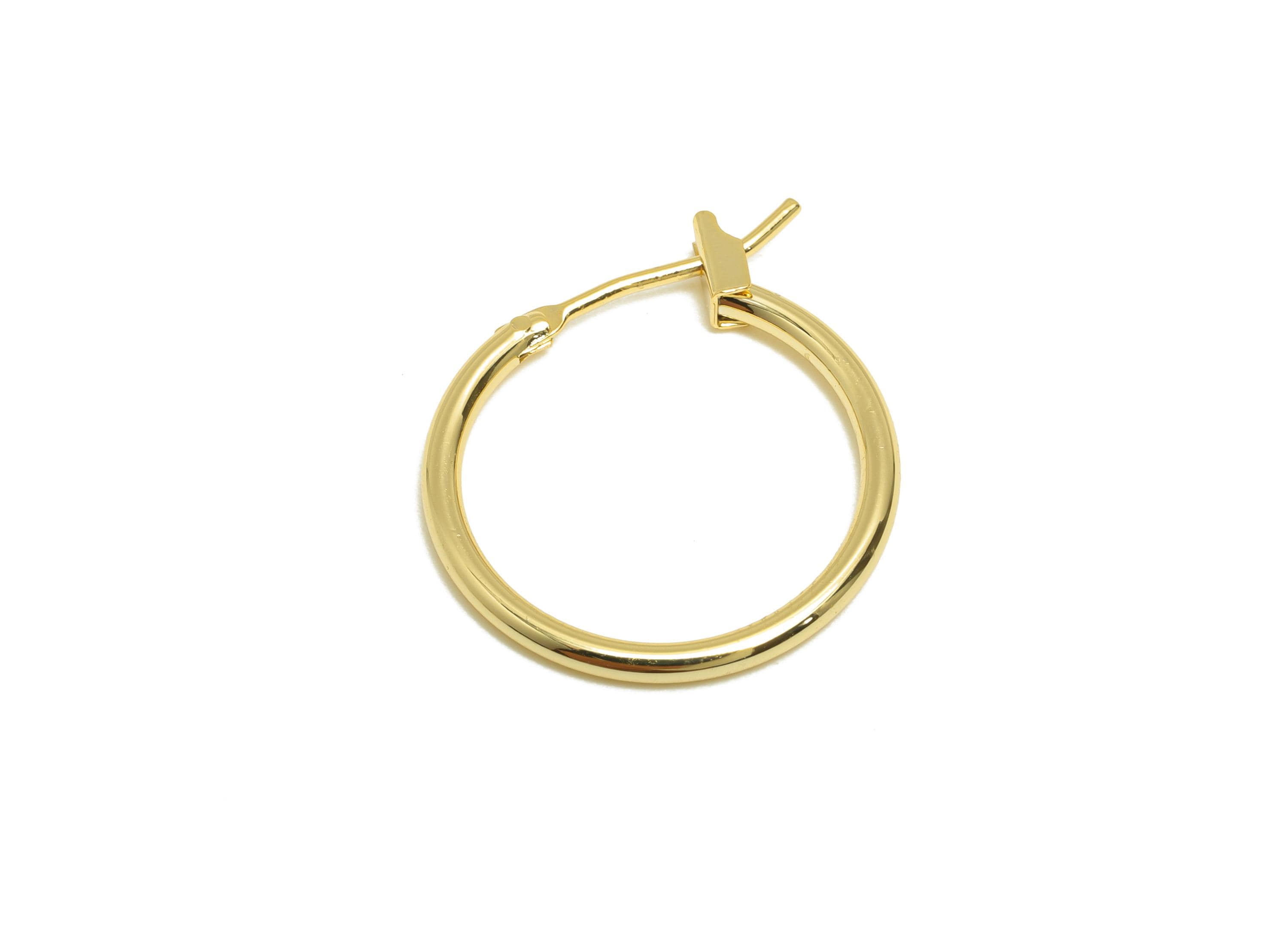 Brass Round Hoop Earring - Brass Modern Gold Hoop Earring - Hinged Back Hoop - Minimalist Jewelry - 18K Real Gold Plated - 19x17x1mm-RGP9239 - DOMEDBAZAAR