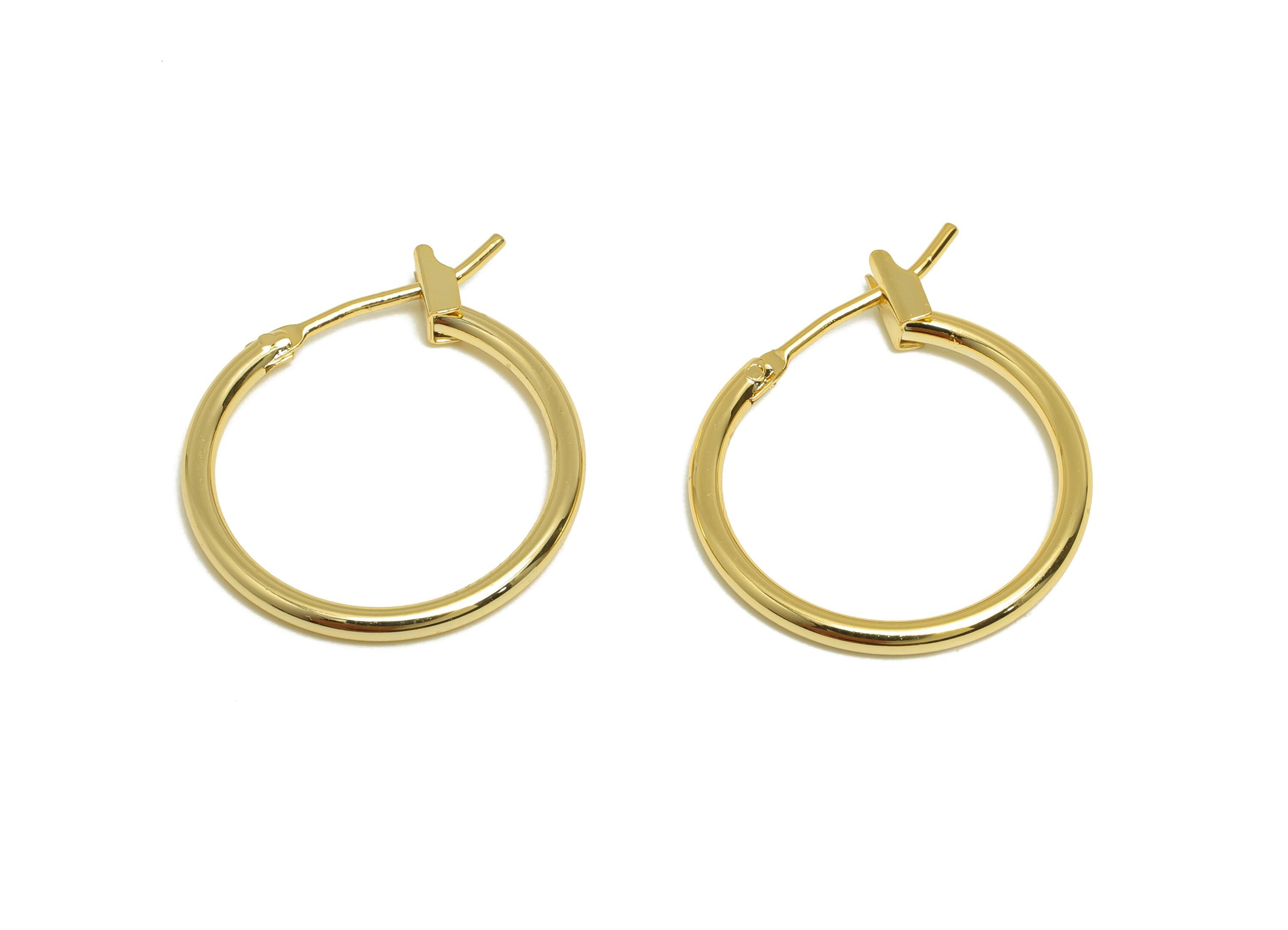 Brass Round Hoop Earring - Brass Modern Gold Hoop Earring - Hinged Back Hoop - Minimalist Jewelry - 18K Real Gold Plated - 19x17x1mm-RGP9239 - DOMEDBAZAAR