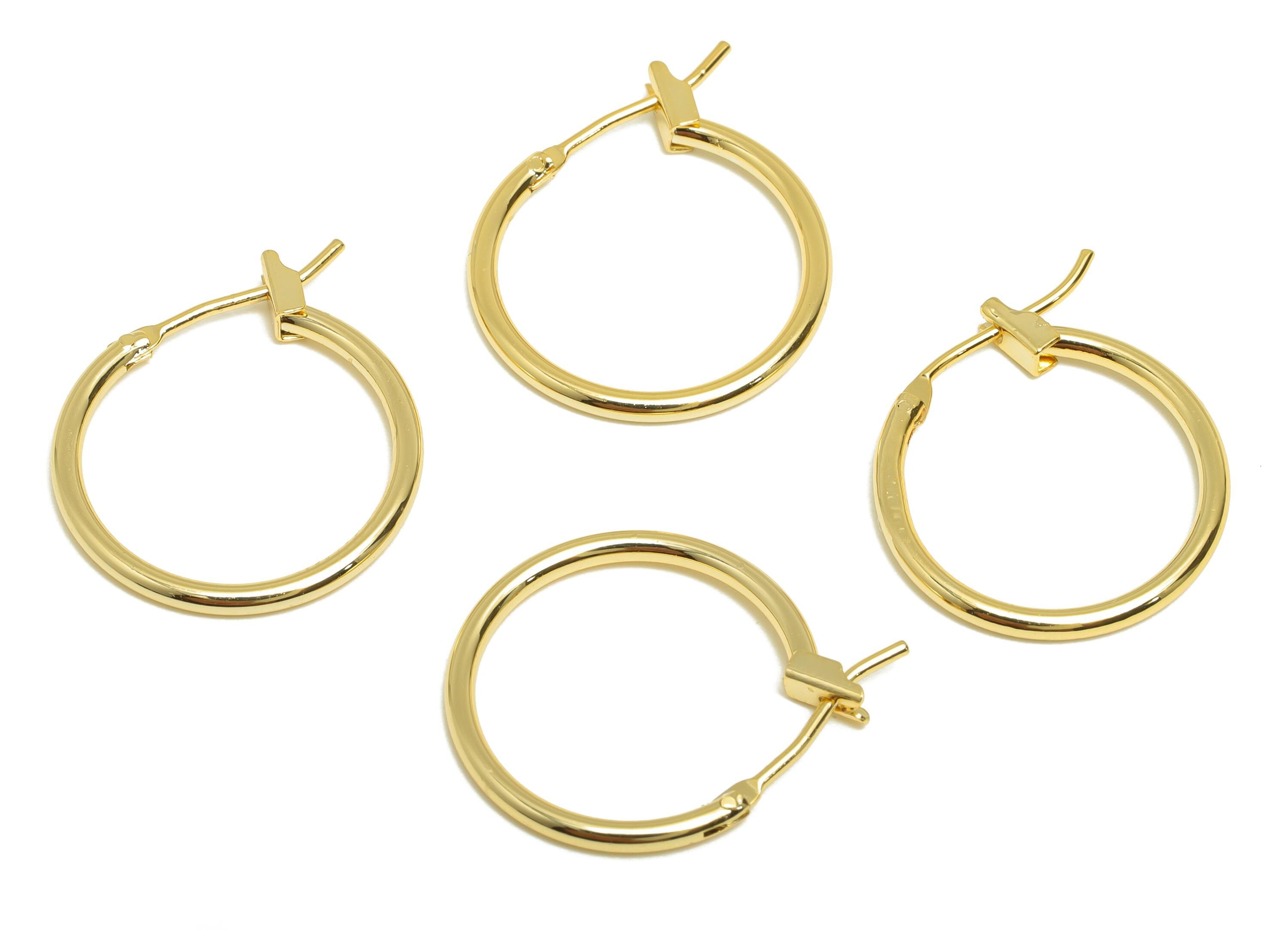 Brass Round Hoop Earring - Brass Modern Gold Hoop Earring - Hinged Back Hoop - Minimalist Jewelry - 18K Real Gold Plated - 19x17x1mm-RGP9239 - DOMEDBAZAAR