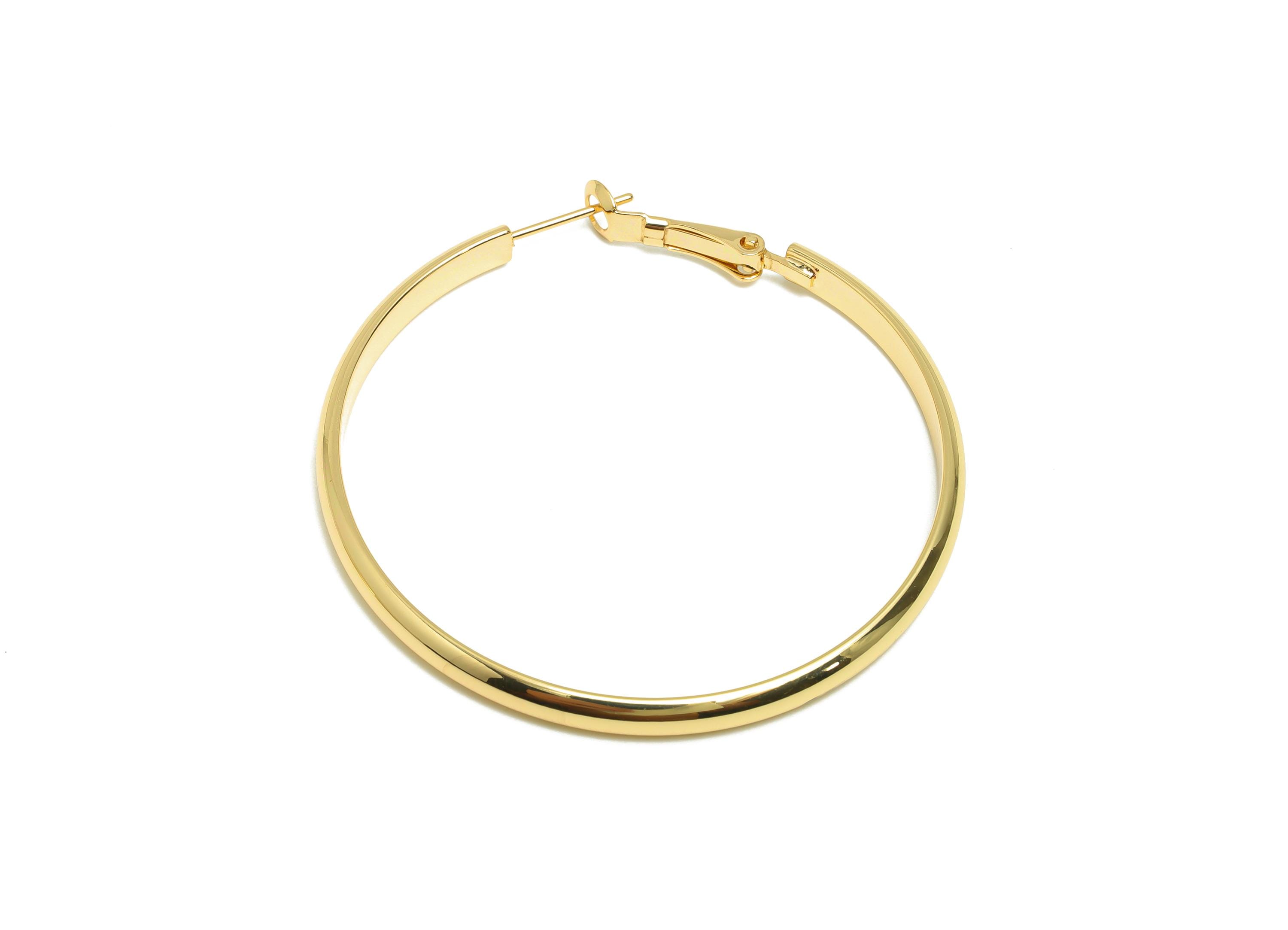Brass Hoop Earring - Brass Minimalist Gold Hoop Clasp -  Brass Hoop Clasp - Punk Rock Jewelry - 18K Real Gold Plated - 53x51x2mm - RGP9242 - DOMEDBAZAAR