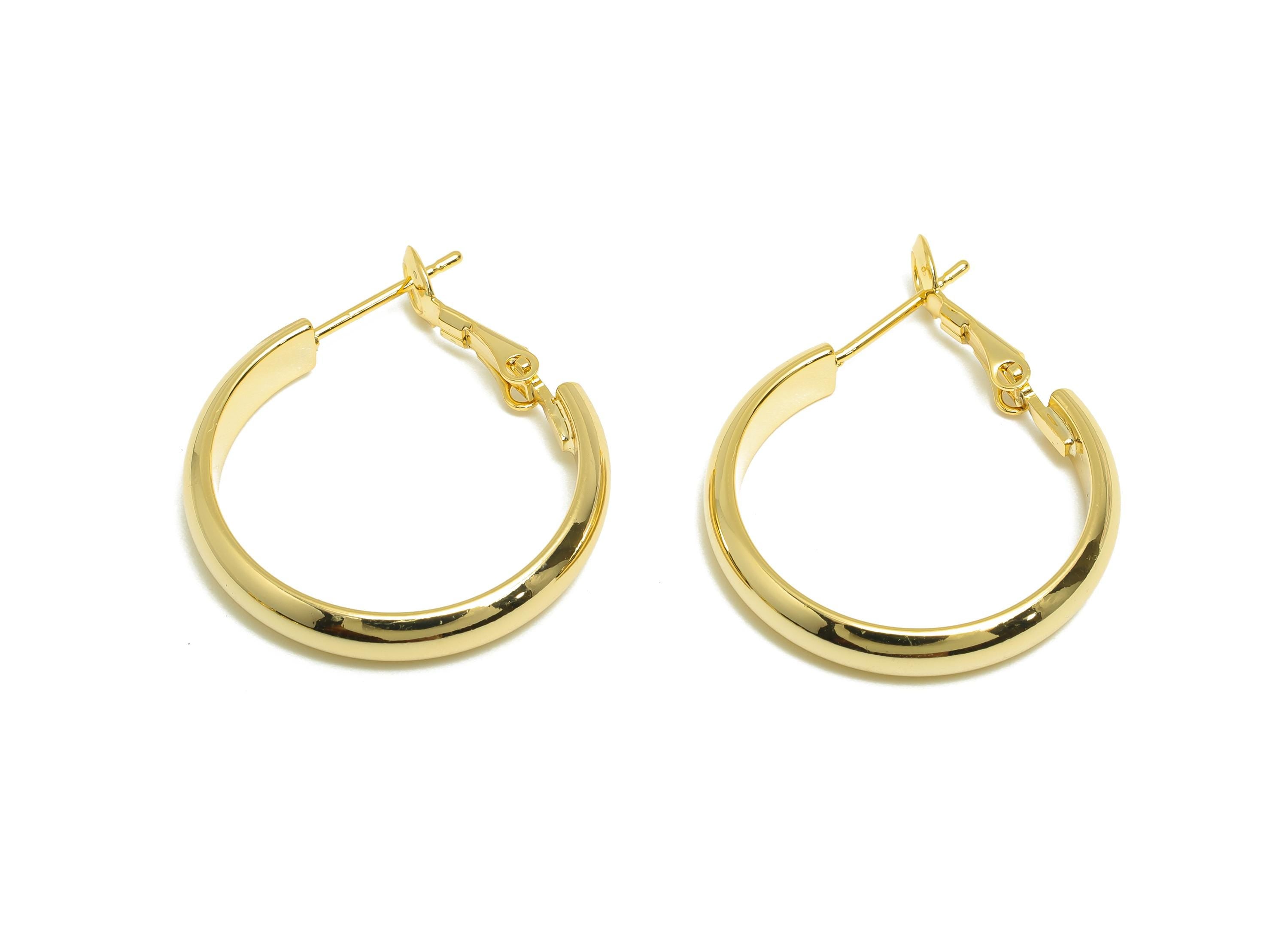 Brass Hoop Earring - Brass Minimalist Gold Hoop Clasp -  Brass Hoop Clasp - Punk Rock Jewelry - 18K Real Gold Plated - 31x25x2mm - RGP9244 - DOMEDBAZAAR