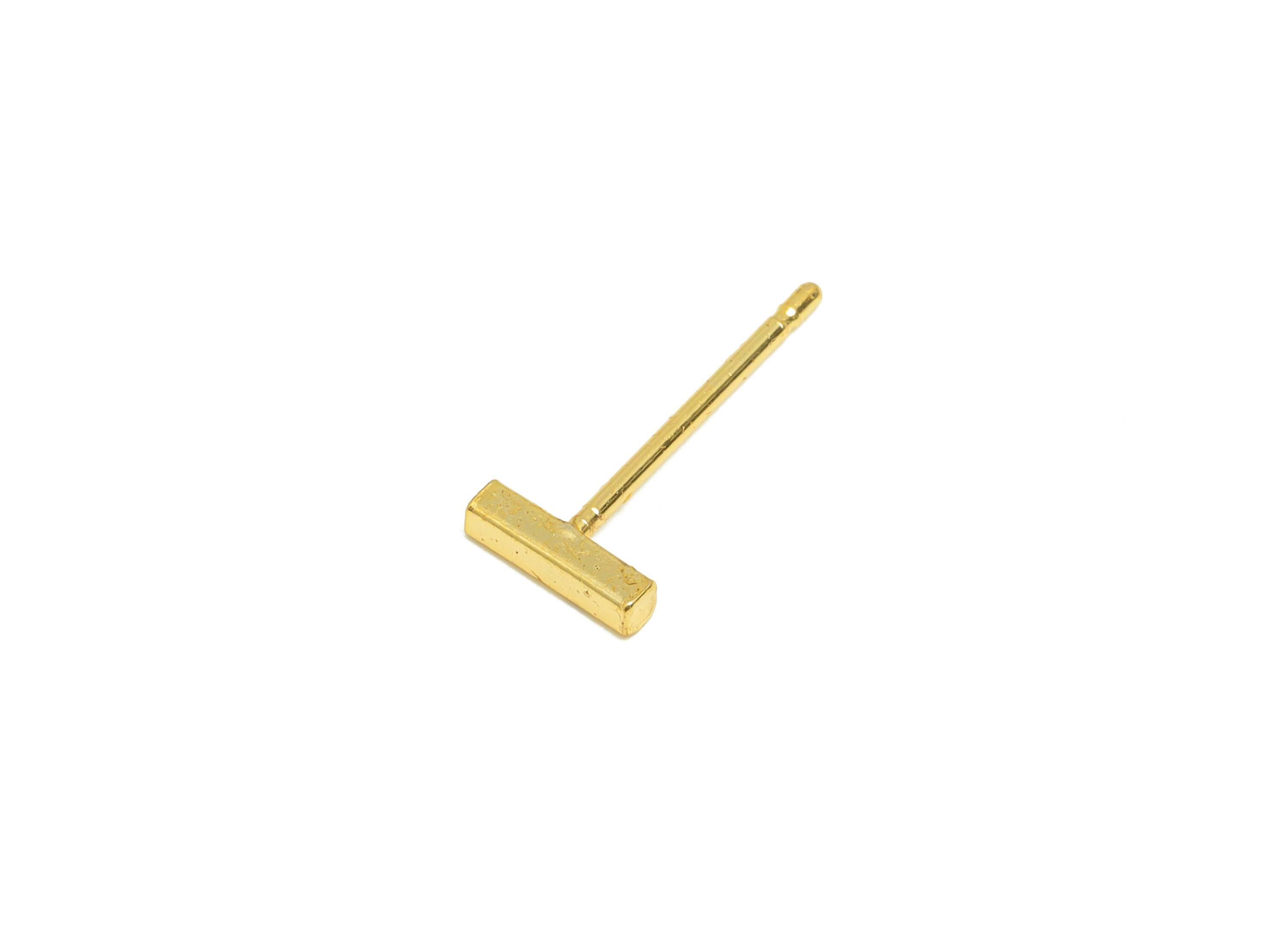 Brass Stick Earring - Simple Gold Earring Post - Everyday Minimalist Gold Jewelry - Bar Earring - 18K Real Gold Plated - 14x5x1mm - RGP9257 - DOMEDBAZAAR