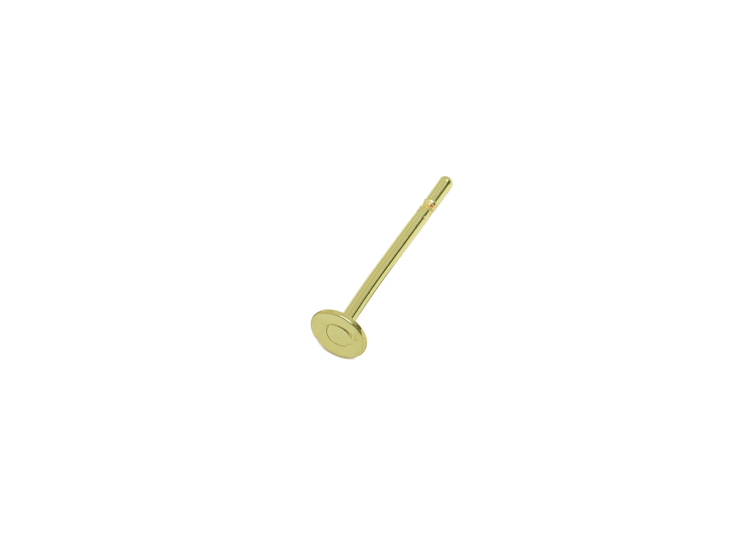 3mm Brass Earring Stud Base - Brass Jewelry Craft Base For Pearl - Customizable Finding - 18K Real Gold Plated - Crafting Base - RGP9271 - DOMEDBAZAAR
