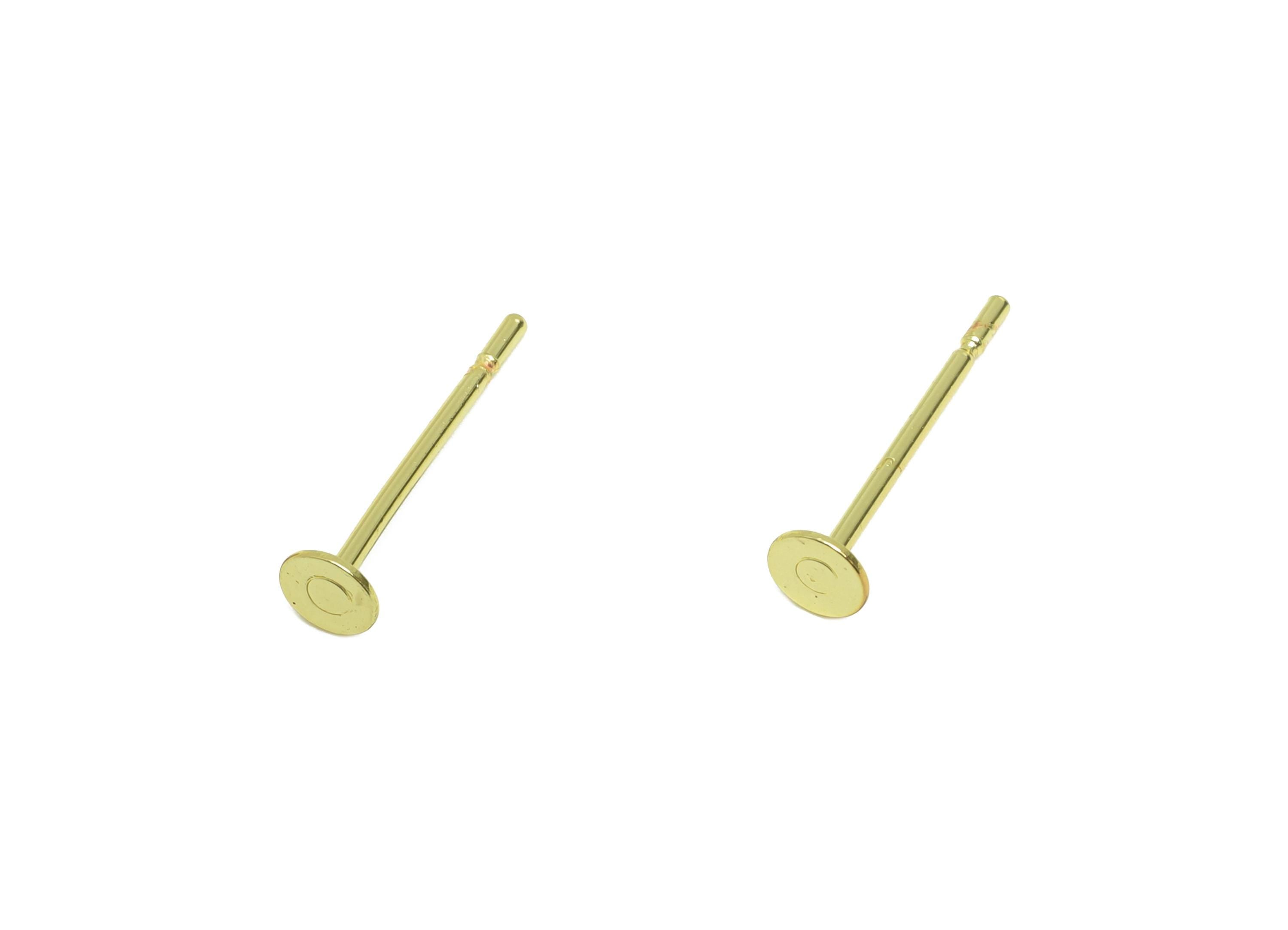 3mm Brass Earring Stud Base - Brass Jewelry Craft Base For Pearl - Customizable Finding - 18K Real Gold Plated - Crafting Base - RGP9271 - DOMEDBAZAAR