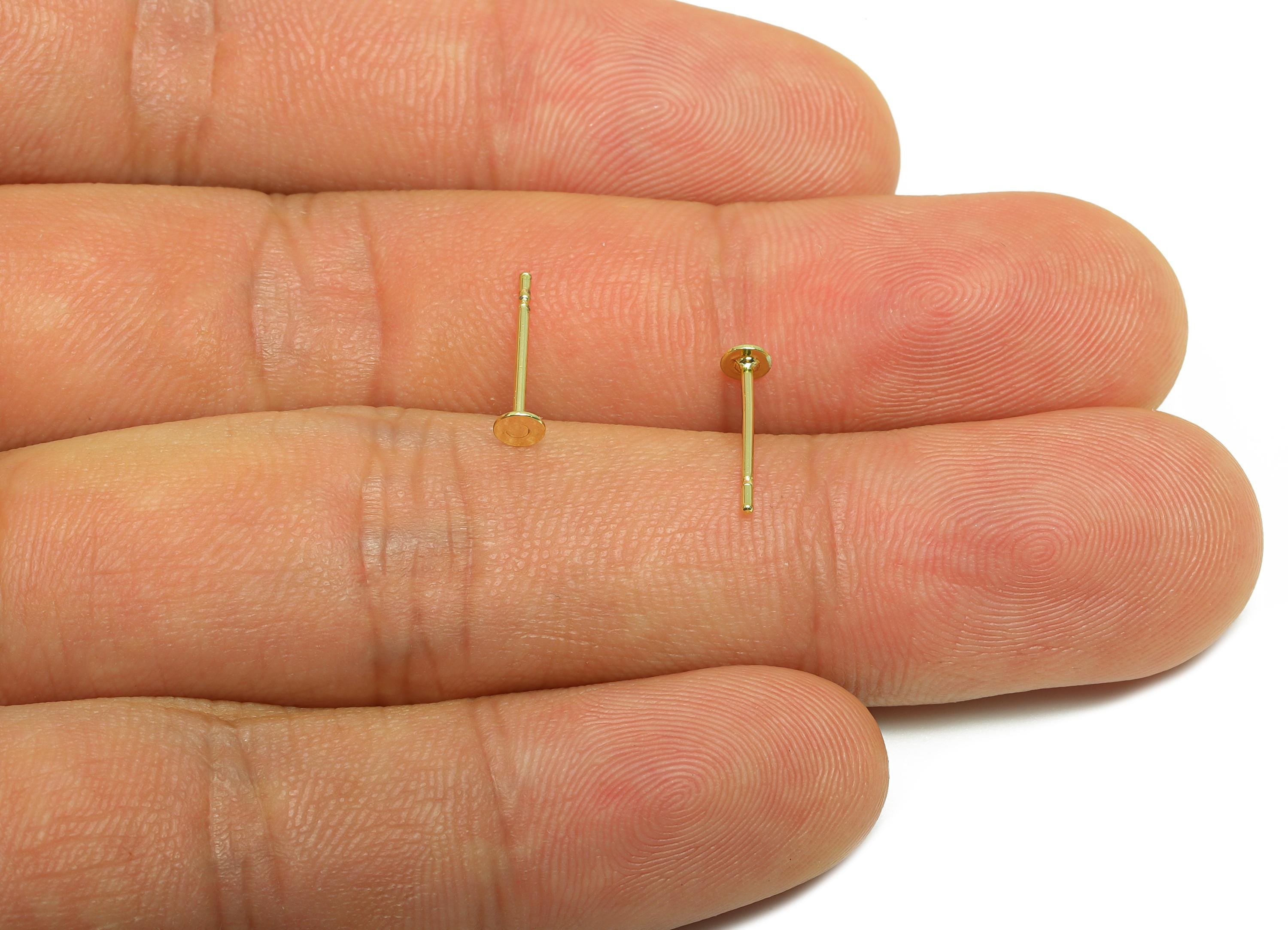 3mm Brass Earring Stud Base - Brass Jewelry Craft Base For Pearl - Customizable Finding - 18K Real Gold Plated - Crafting Base - RGP9271 - DOMEDBAZAAR