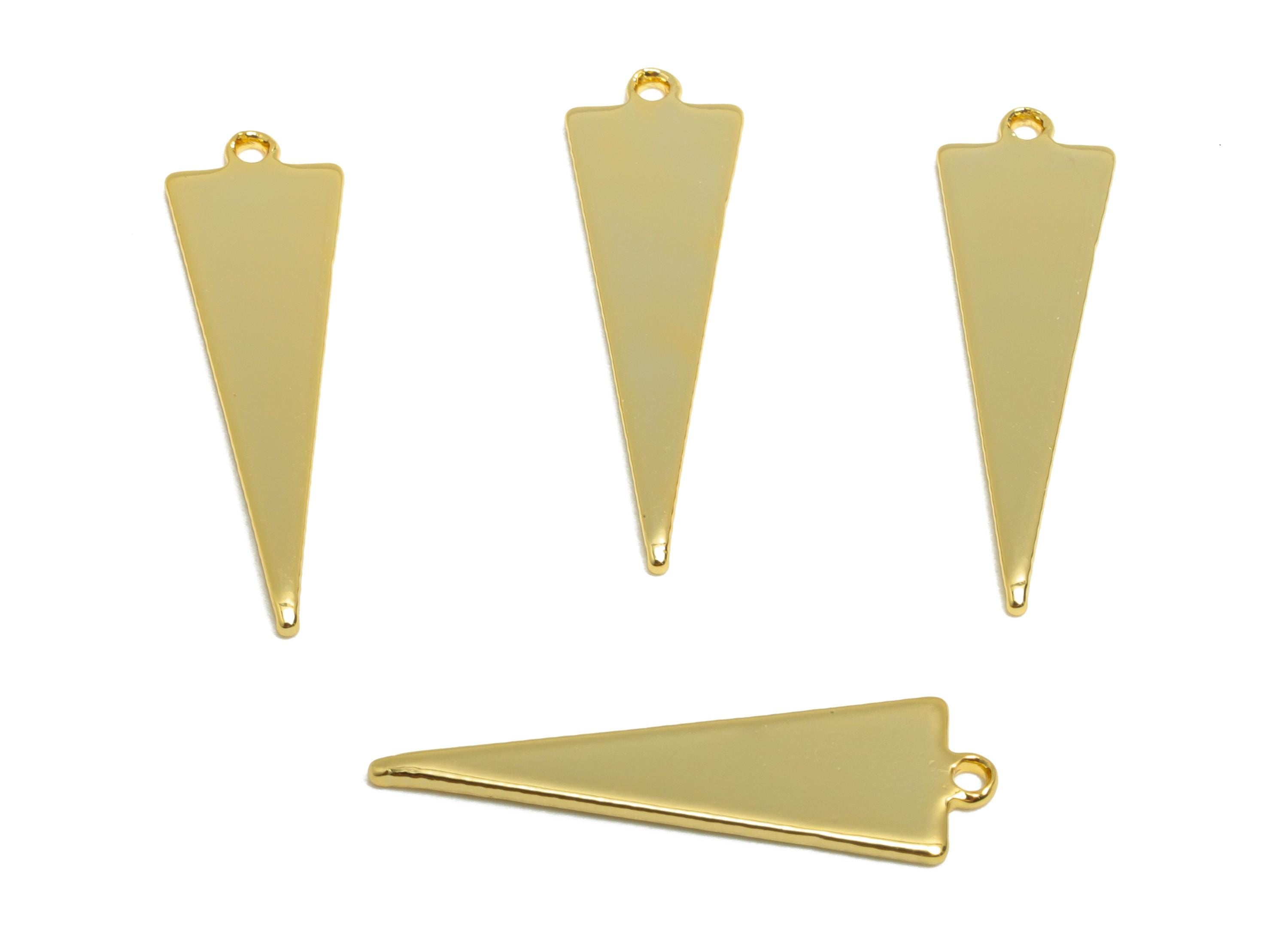 Brass Triangle Earring Charm - Gold Minimalist Earring Charm - Geometry Polished Pendant - 18K Real Gold Plated - 23x6x0.9mm - RGP9279 - DOMEDBAZAAR