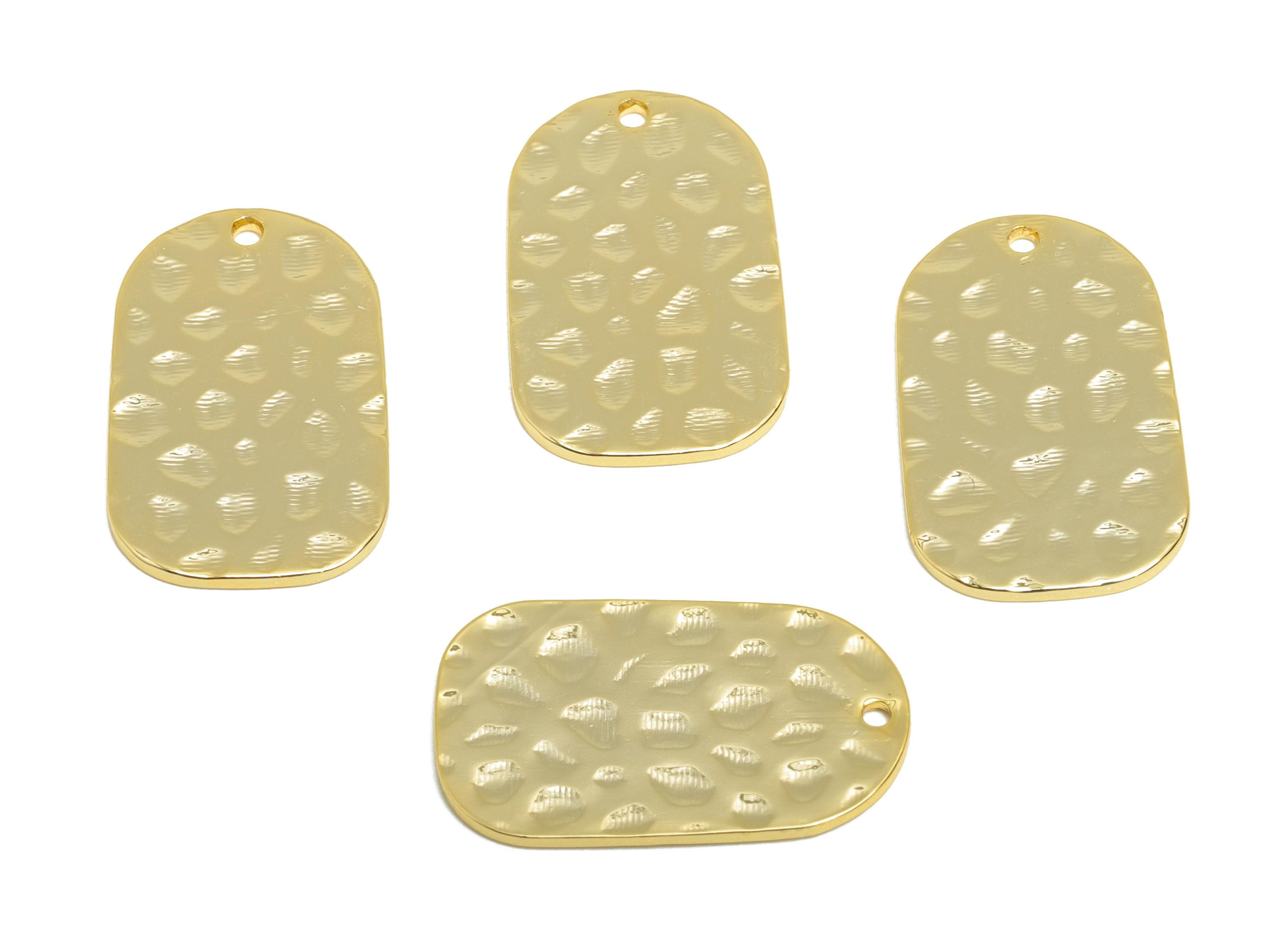 Brass Dotted Pattern Pendant - Gold Textured Pendant - Geometry Artisan Pendant - Golden Charm - 18K Real Gold Plated - 19x11x1mm - RGP9280 - DOMEDBAZAAR