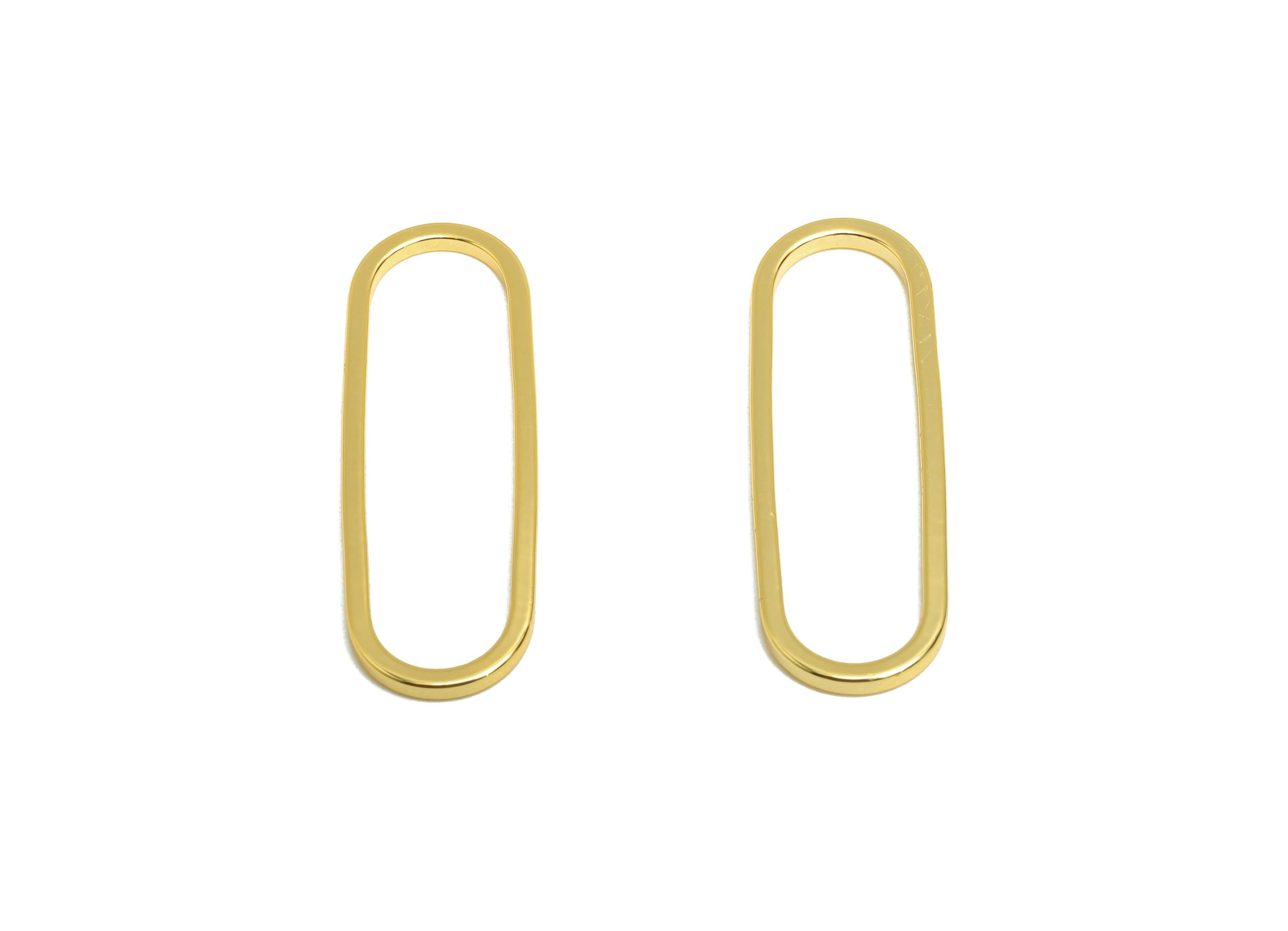 8*25mm Gold Oval Connector - Geometric Link - Brass Geometry Minimalist Charm - Jewelry Making - 18K Real Gold Plated - RGP9281-8x25 - DOMEDBAZAAR
