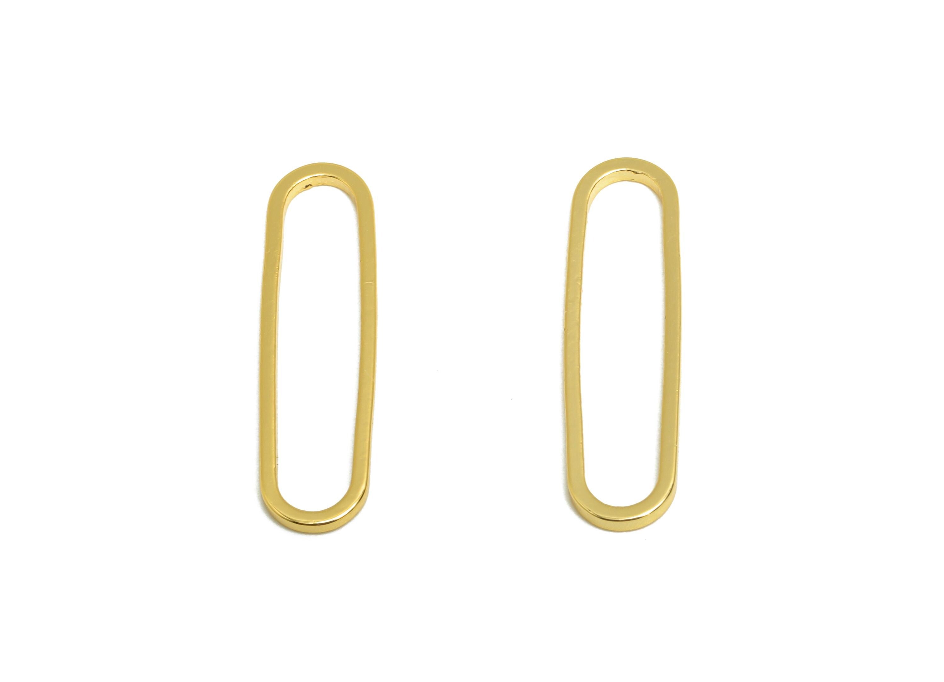 6*22mm Gold Oval Connector - Geometric Link - Brass Geometry Minimalist Charm - Jewelry Making - 18K Real Gold Plated - RGP9281-6*22 - DOMEDBAZAAR