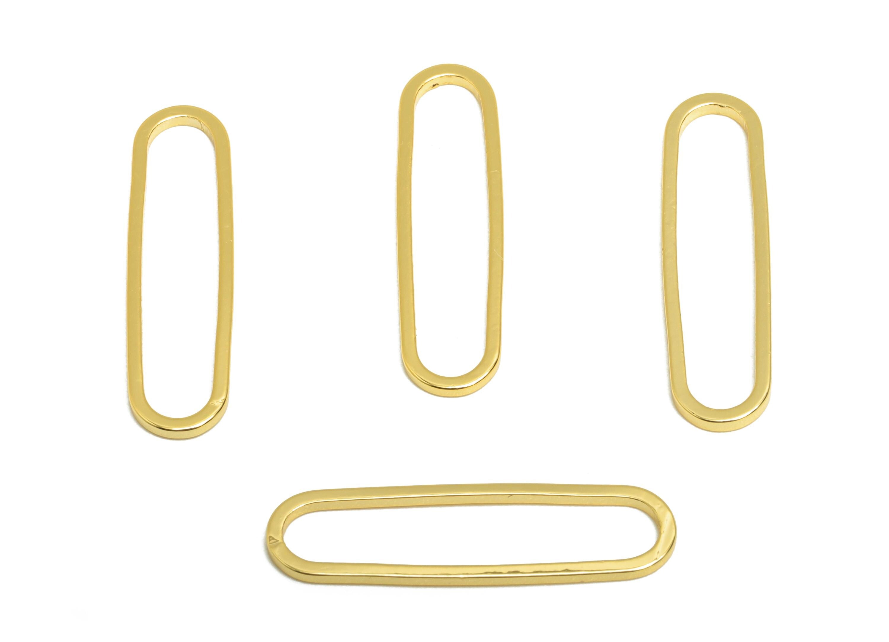 6*22mm Gold Oval Connector - Geometric Link - Brass Geometry Minimalist Charm - Jewelry Making - 18K Real Gold Plated - RGP9281-6*22 - DOMEDBAZAAR