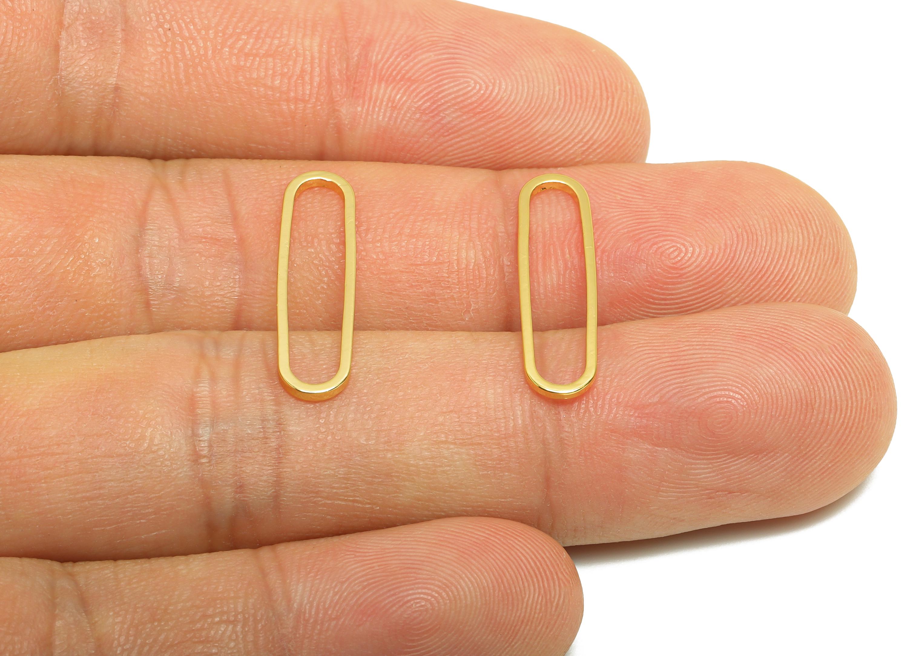 6*22mm Gold Oval Connector - Geometric Link - Brass Geometry Minimalist Charm - Jewelry Making - 18K Real Gold Plated - RGP9281-6*22 - DOMEDBAZAAR