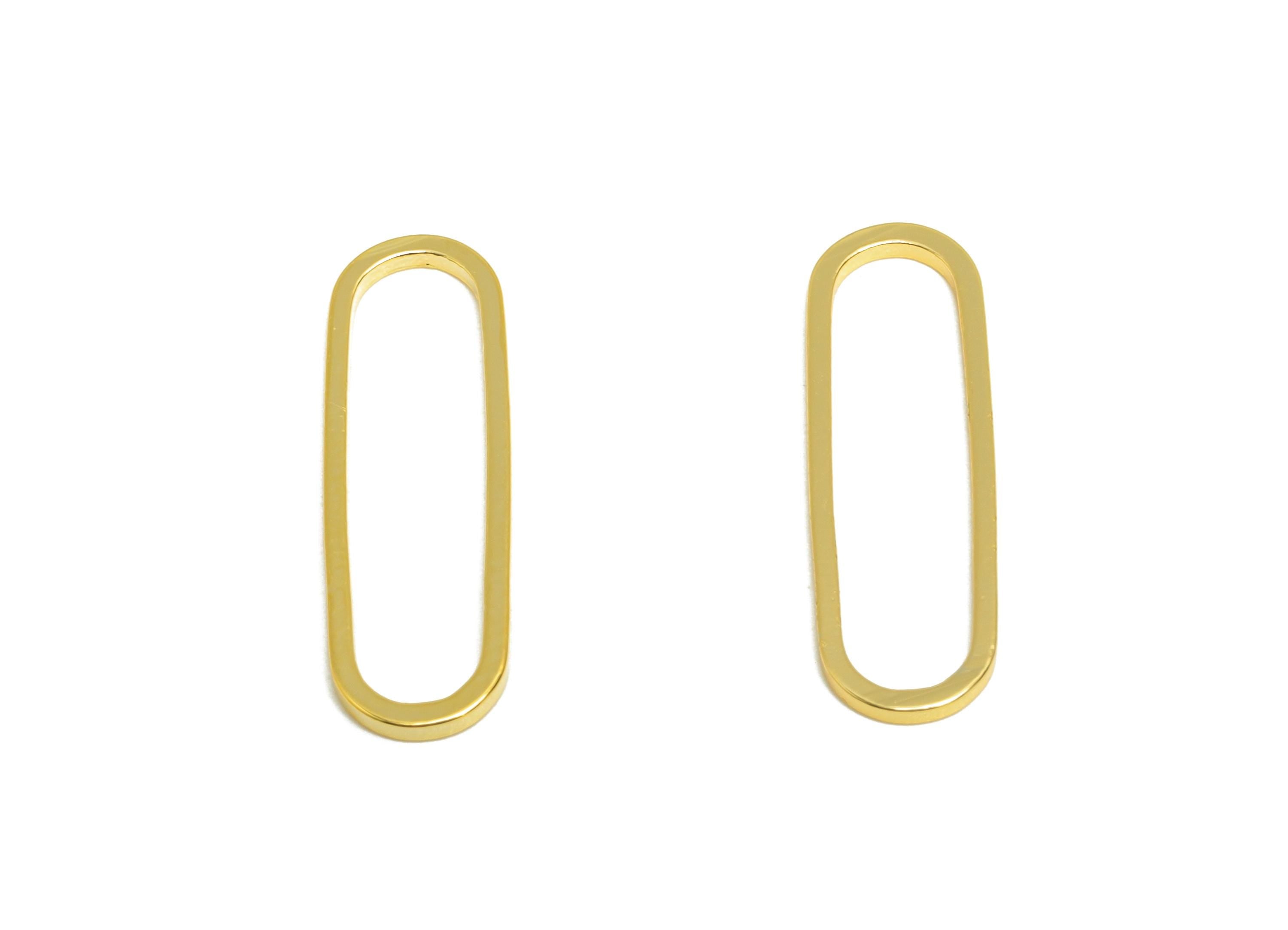 6*20mm Gold Oval Connector - Geometric Link - Brass Geometry Minimalist Charm - Jewelry Making - 18K Real Gold Plated - RGP9281-6*20 - DOMEDBAZAAR