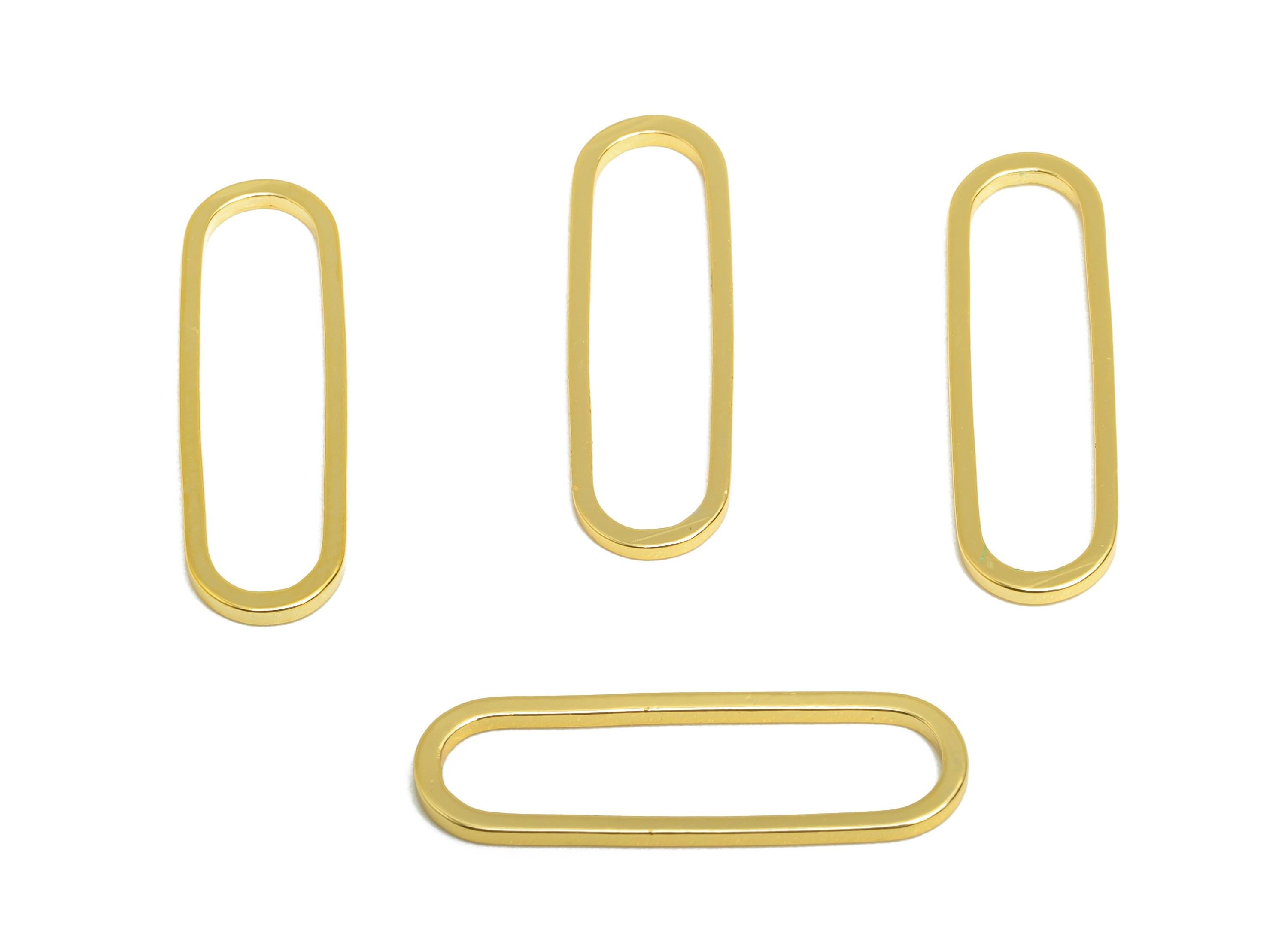 6*20mm Gold Oval Connector - Geometric Link - Brass Geometry Minimalist Charm - Jewelry Making - 18K Real Gold Plated - RGP9281-6*20 - DOMEDBAZAAR