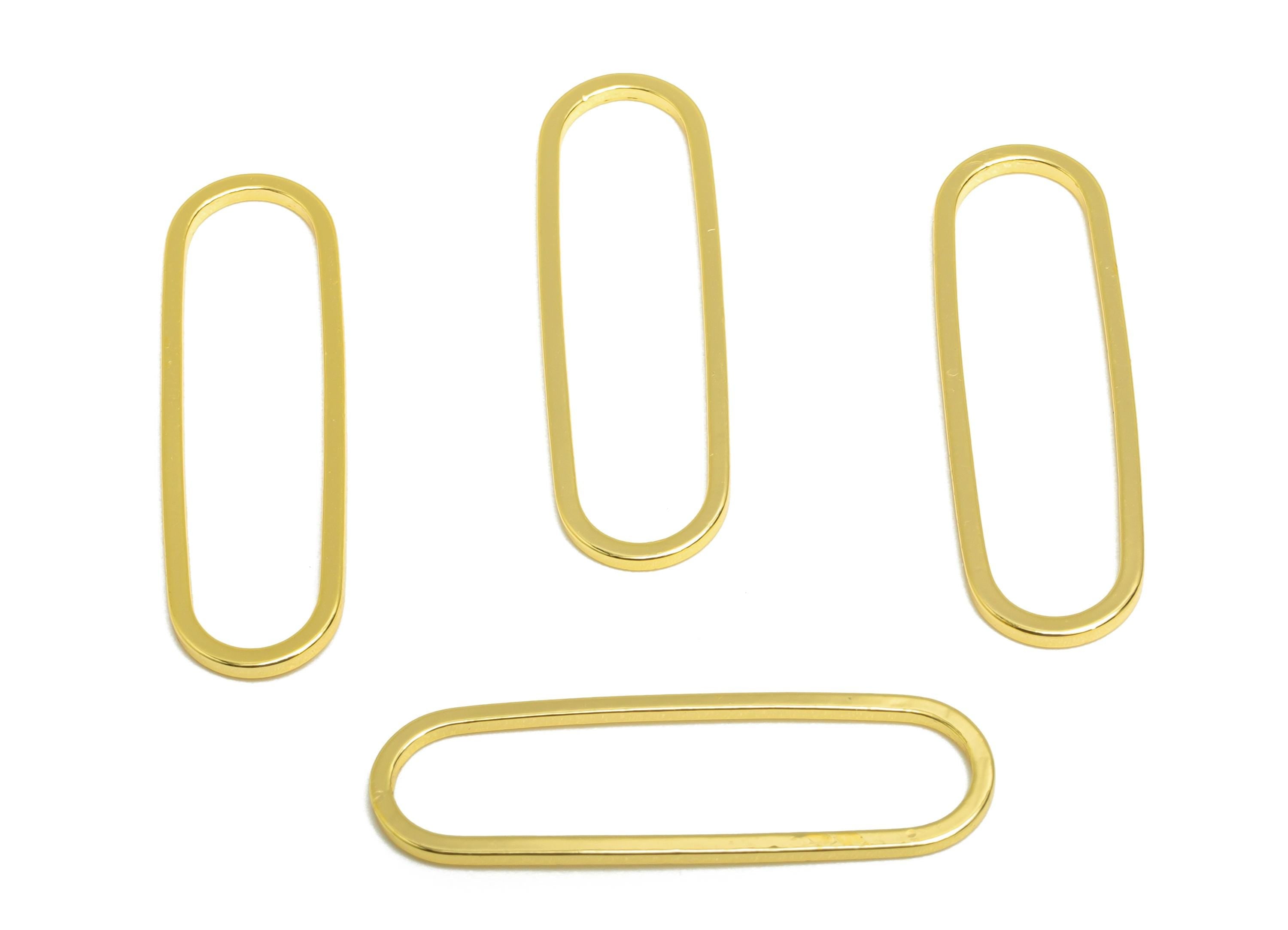 7*25mm Gold Oval Connector - Geometric Link - Brass Geometry Minimalist Charm - Jewelry Making - 18K Real Gold Plated - RGP9281-7*25 - DOMEDBAZAAR